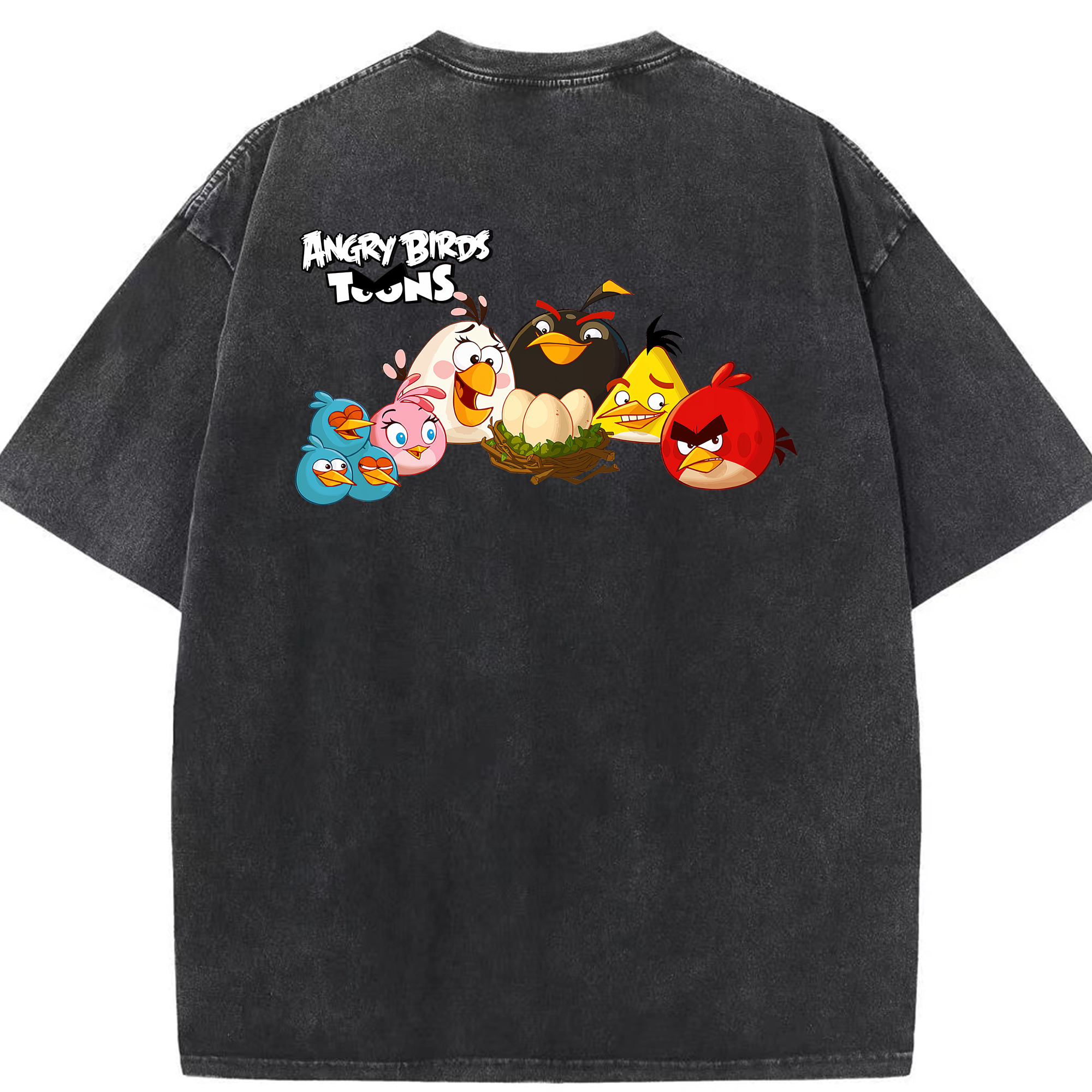（画像用） Angry Birds アングリーバード 綿100% ヴィンテージ風 半袖Tシャツ（背面プリント）