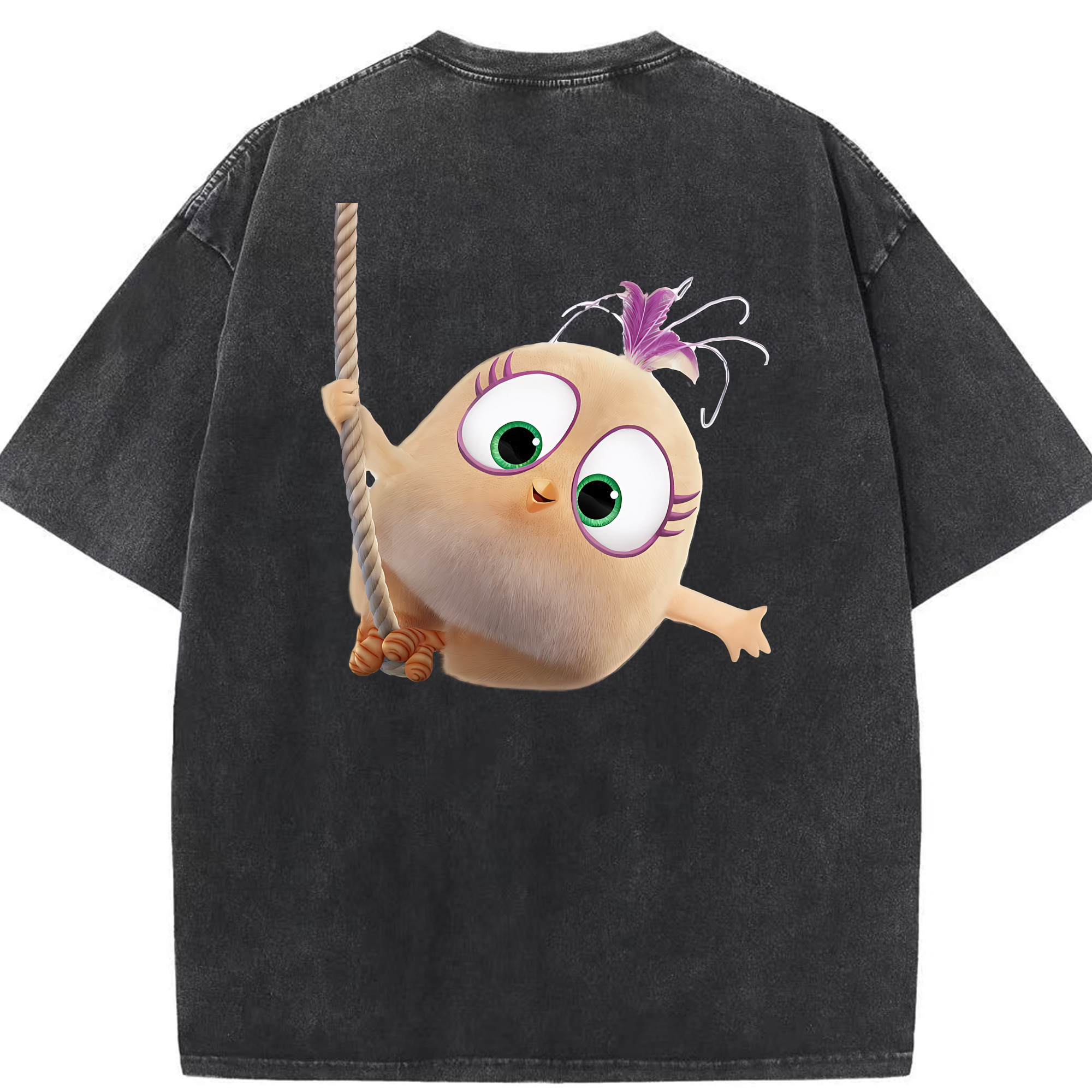 （画像用） Angry Birds アングリーバード 綿100% ヴィンテージ風 半袖Tシャツ（背面プリント）