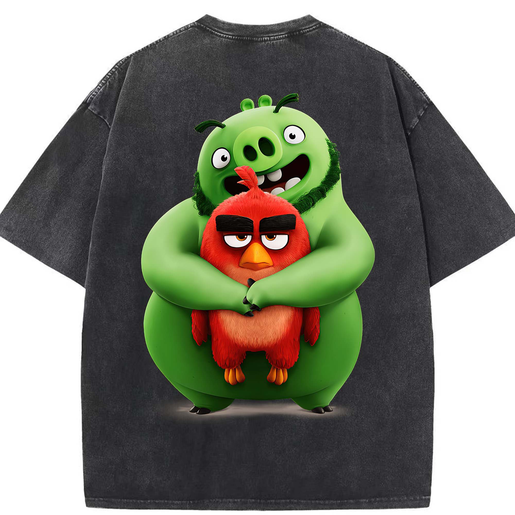 （画像用） Angry Birds アングリーバード 綿100% ヴィンテージ風 半袖Tシャツ（背面プリント）