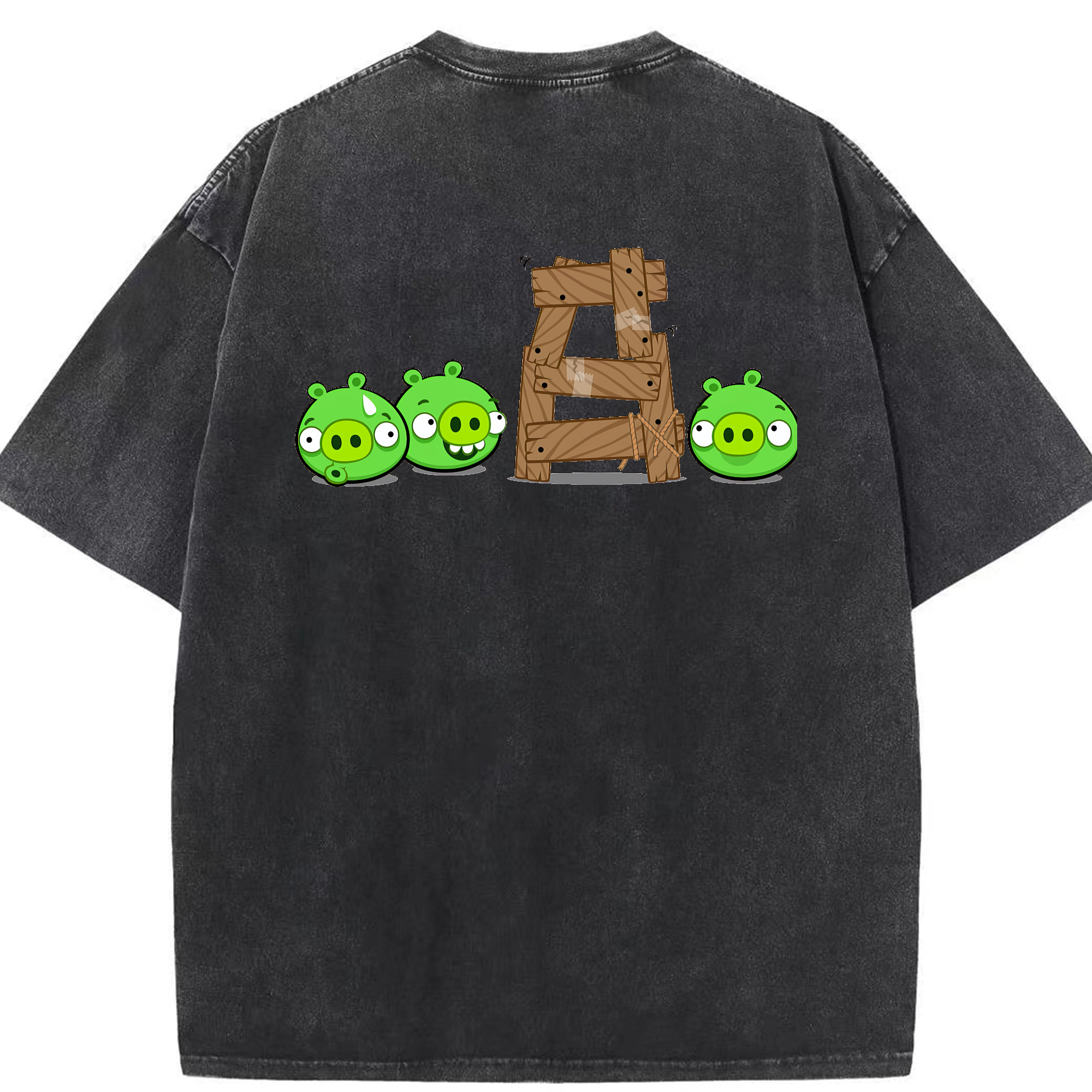 （画像用） Angry Birds アングリーバード 綿100% ヴィンテージ風 半袖Tシャツ（背面プリント）