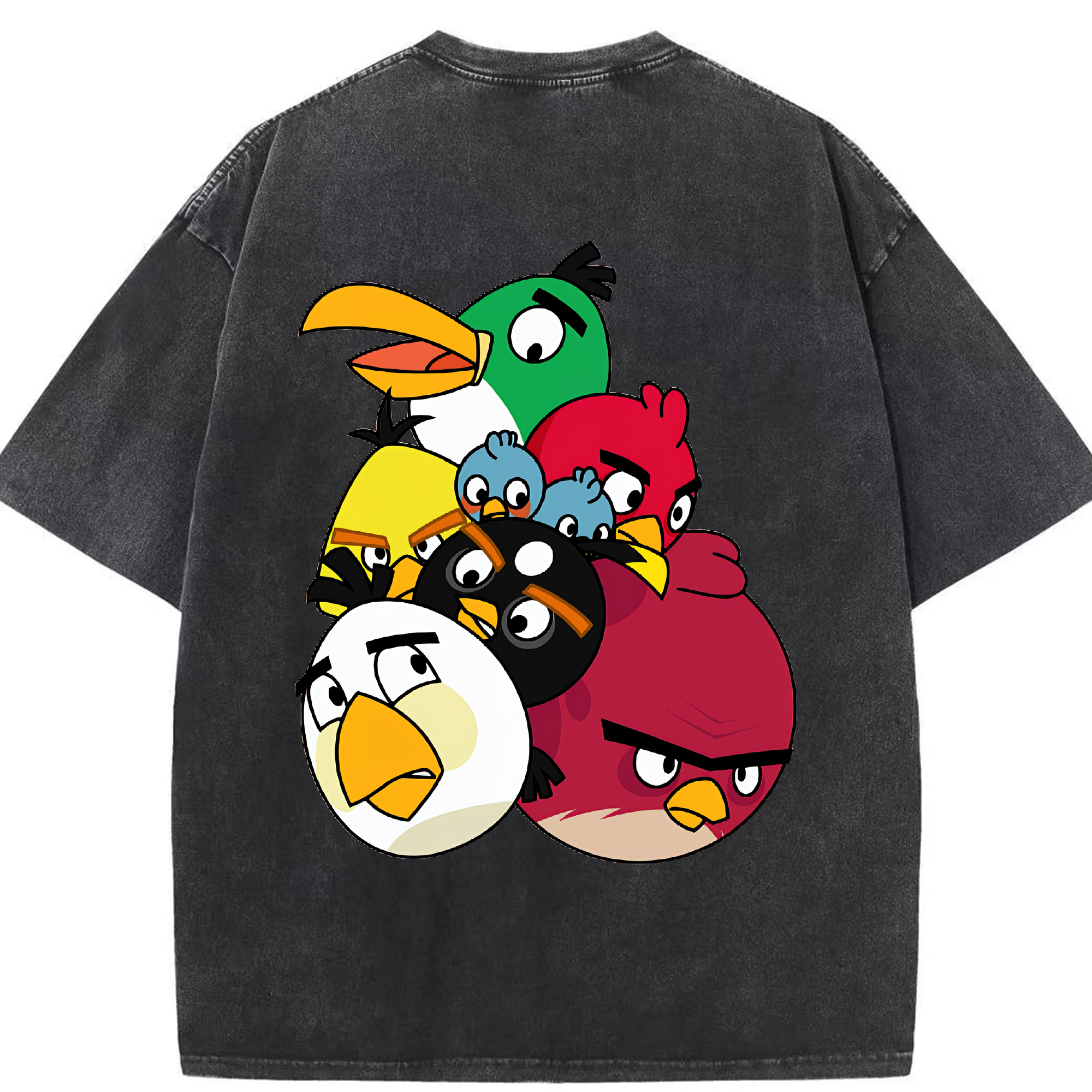 （画像用） Angry Birds アングリーバード 綿100% ヴィンテージ風 半袖Tシャツ（背面プリント）