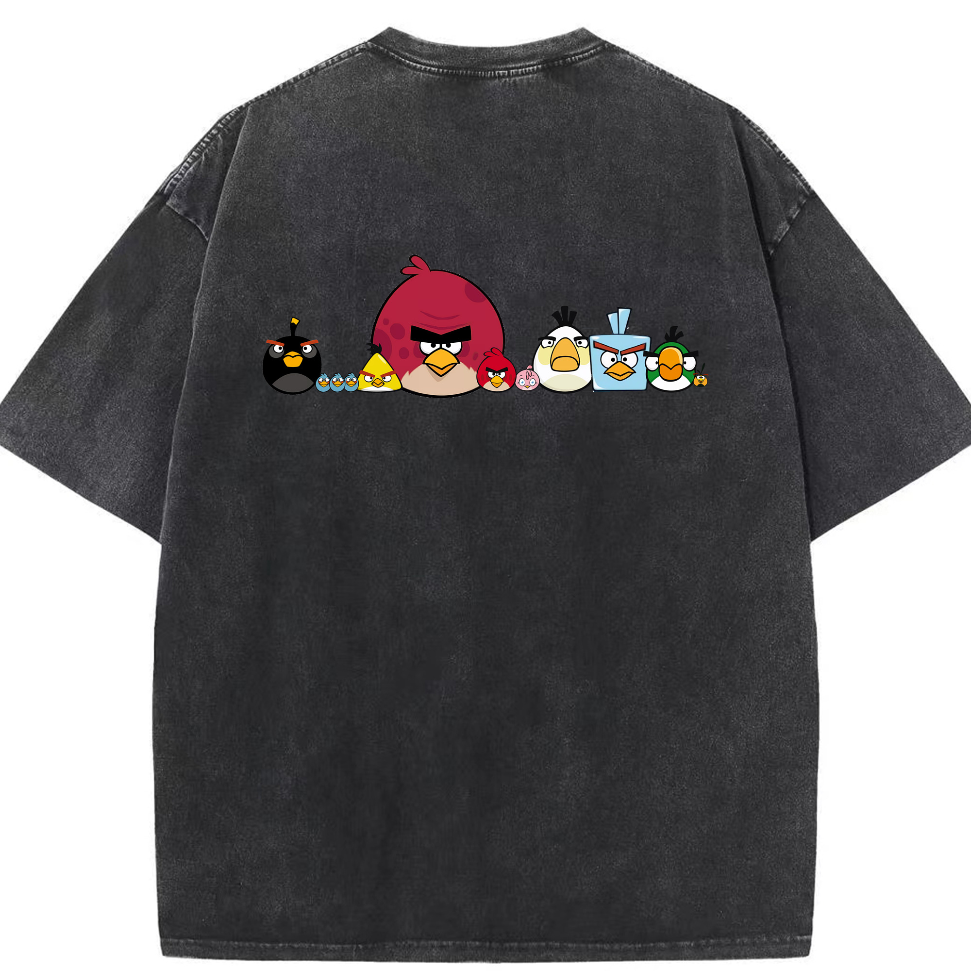 （画像用） Angry Birds アングリーバード 綿100% ヴィンテージ風 半袖Tシャツ（背面プリント）