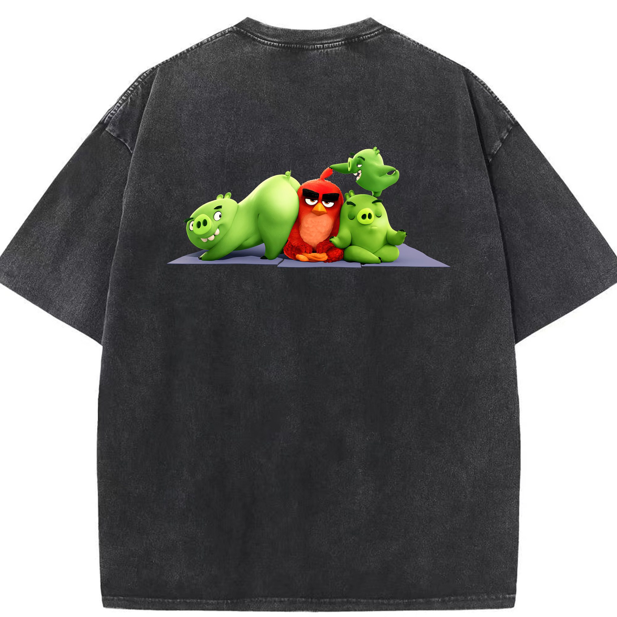 （画像用） Angry Birds アングリーバード 綿100% ヴィンテージ風 半袖Tシャツ（背面プリント）