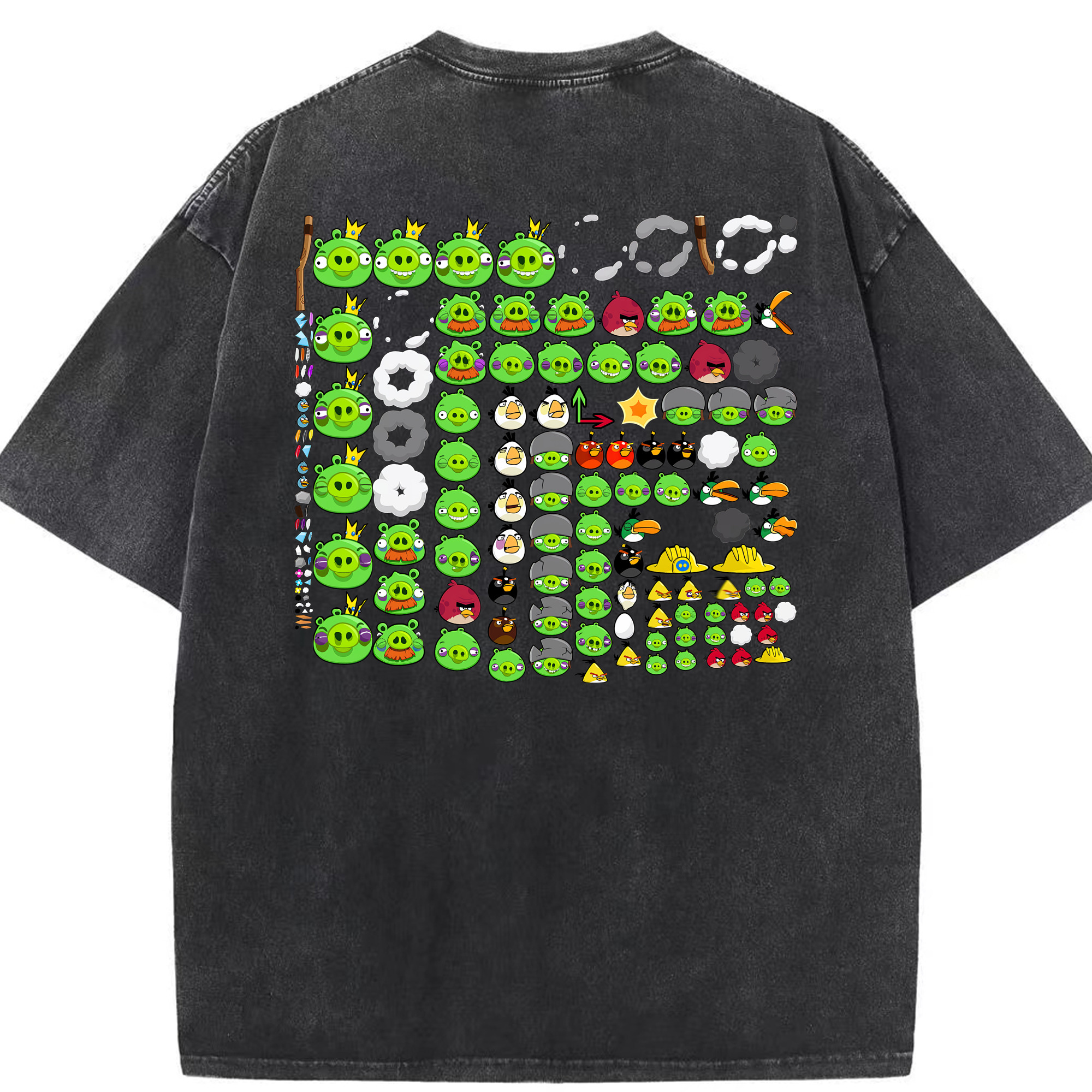 （画像用） Angry Birds アングリーバード 綿100% ヴィンテージ風 半袖Tシャツ（背面プリント）