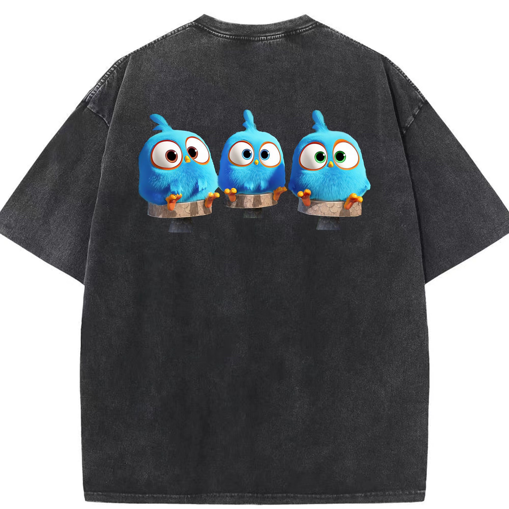 （画像用） Angry Birds アングリーバード 綿100% ヴィンテージ風 半袖Tシャツ（背面プリント）