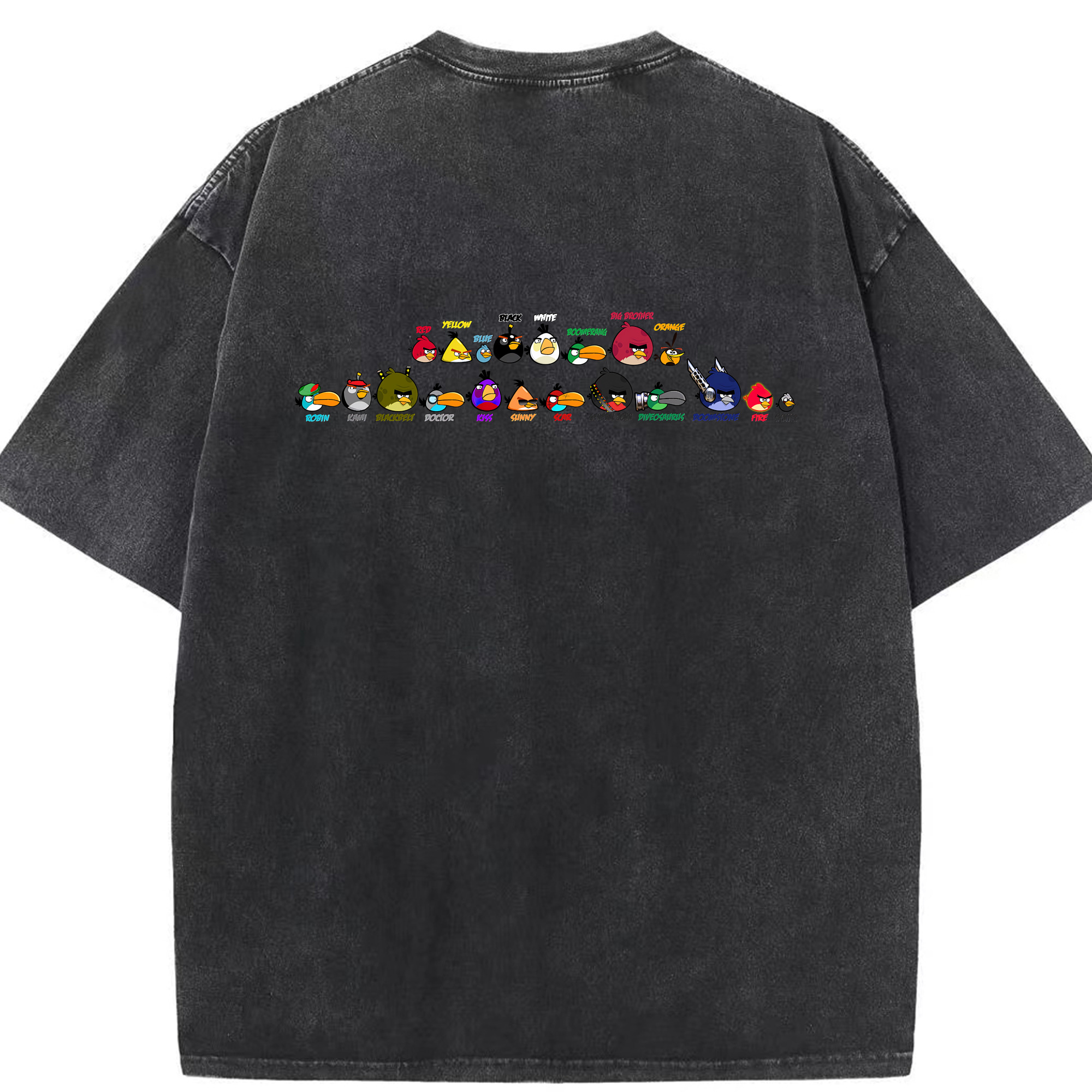 （画像用） Angry Birds アングリーバード 綿100% ヴィンテージ風 半袖Tシャツ（背面プリント）