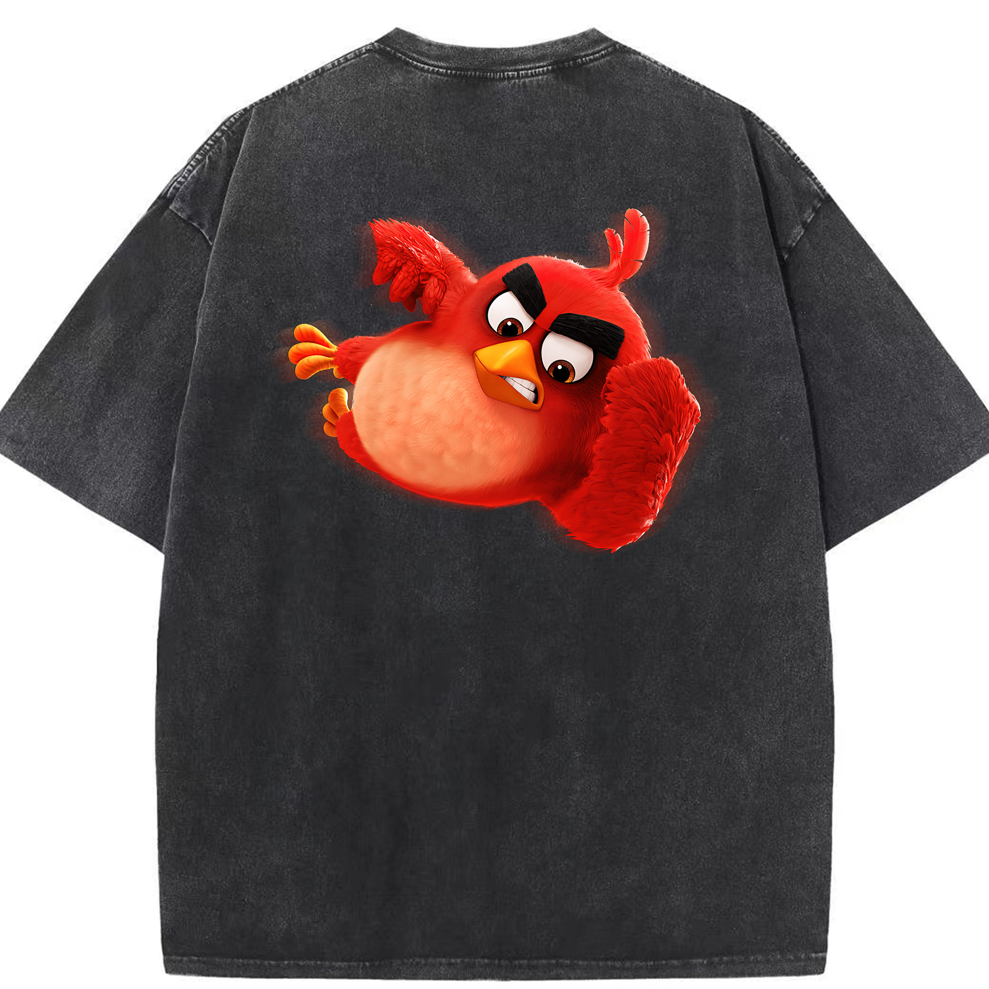 （画像用） Angry Birds アングリーバード 綿100% ヴィンテージ風 半袖Tシャツ（背面プリント）