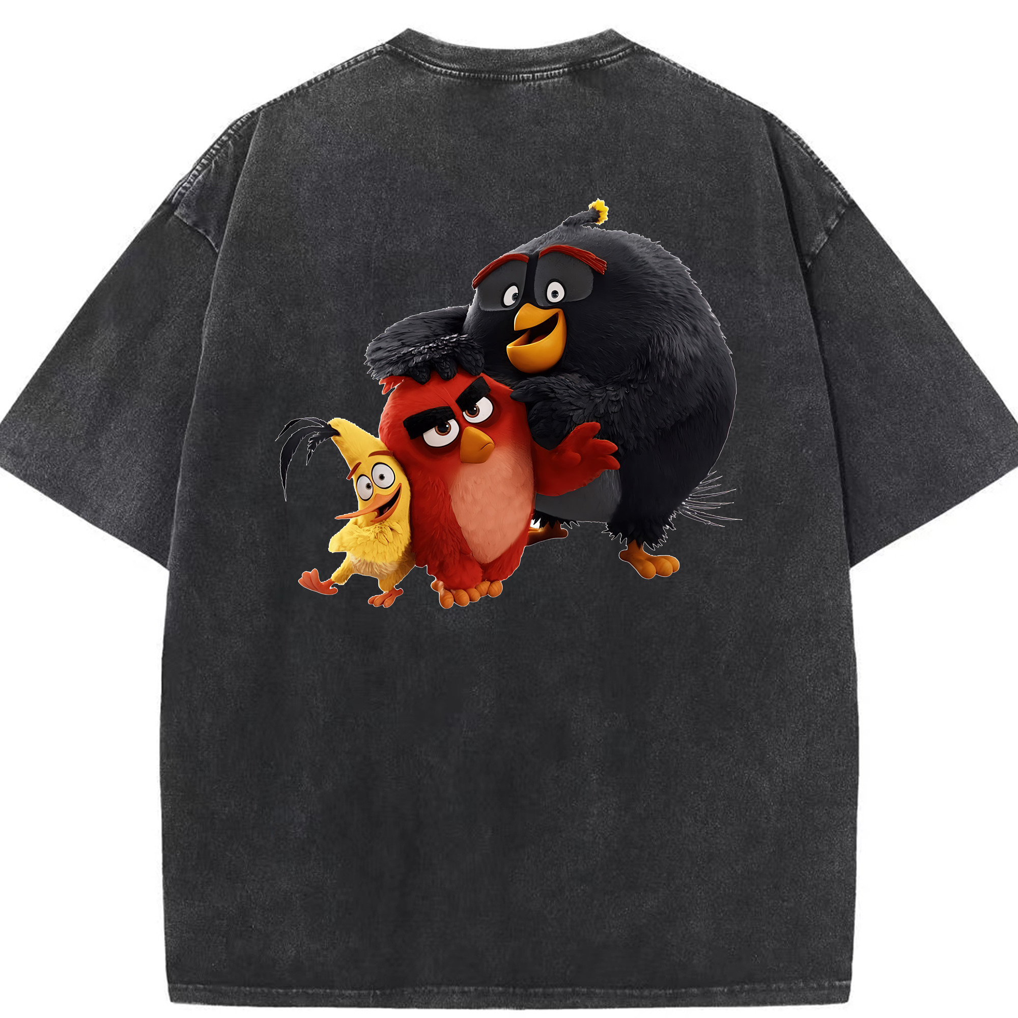 （画像用） Angry Birds アングリーバード 綿100% ヴィンテージ風 半袖Tシャツ（背面プリント）