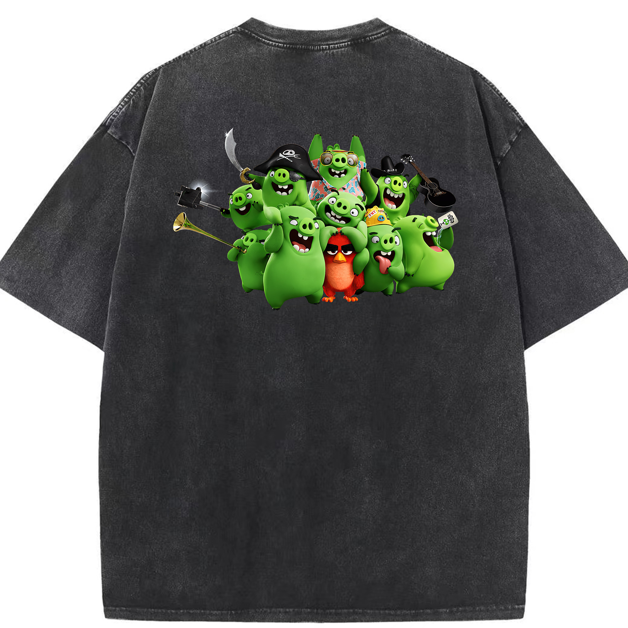 （画像用） Angry Birds アングリーバード 綿100% ヴィンテージ風 半袖Tシャツ（背面プリント）