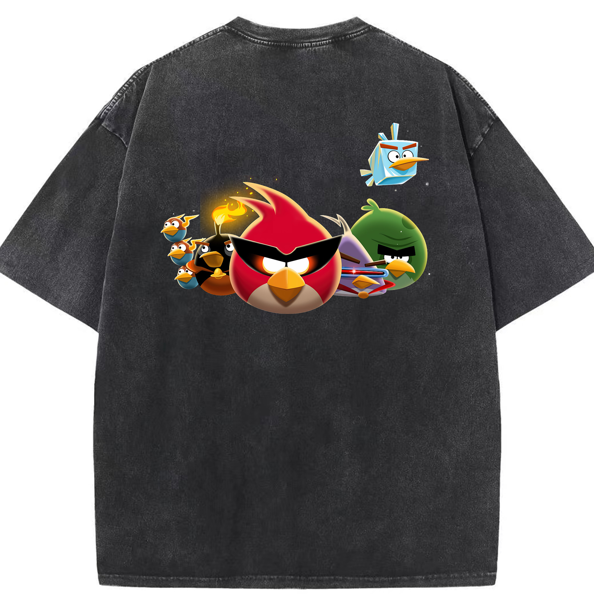 （画像用） Angry Birds アングリーバード 綿100% ヴィンテージ風 半袖Tシャツ（背面プリント）