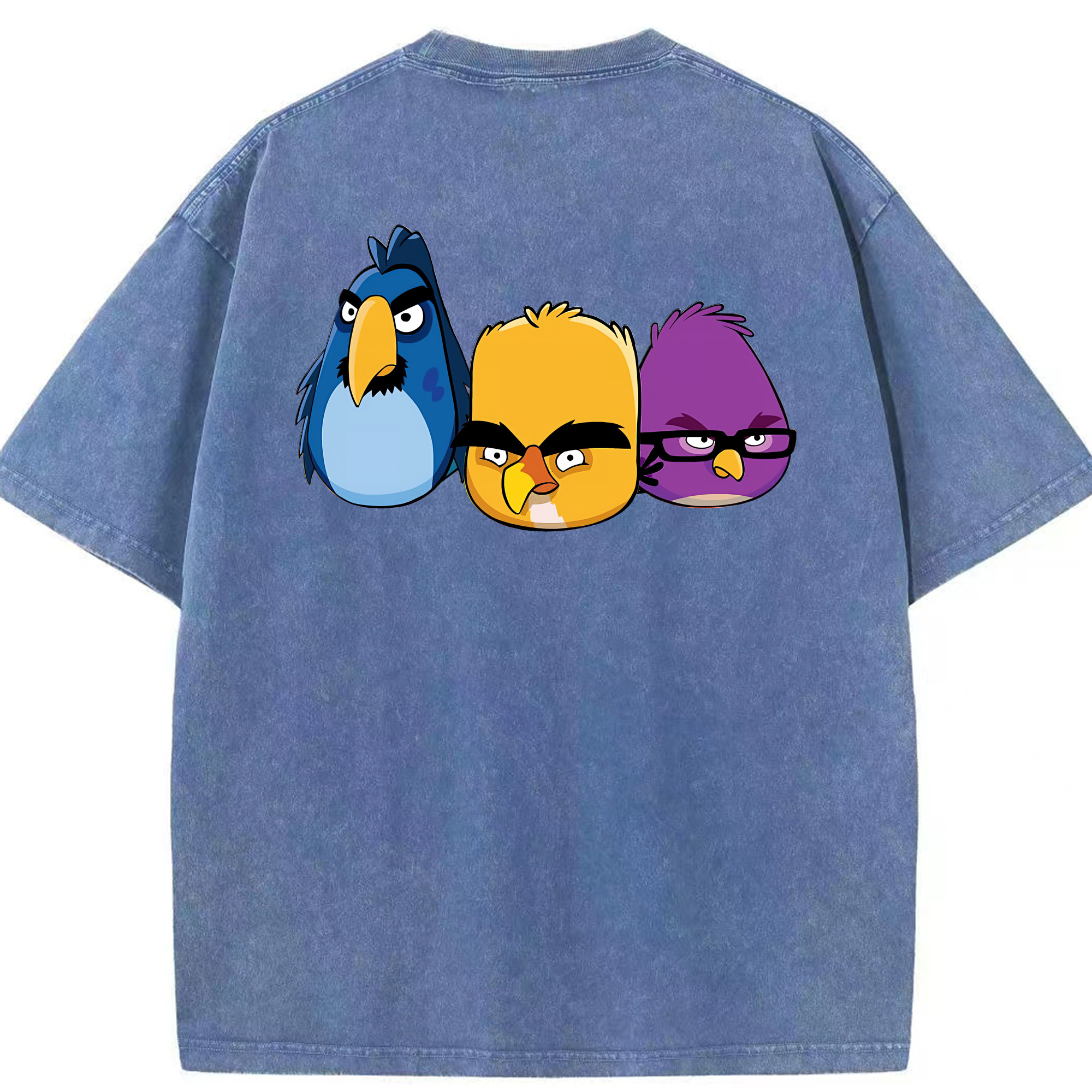 （画像用） Angry Birds アングリーバード 綿100% ヴィンテージ風 半袖Tシャツ（背面プリント）