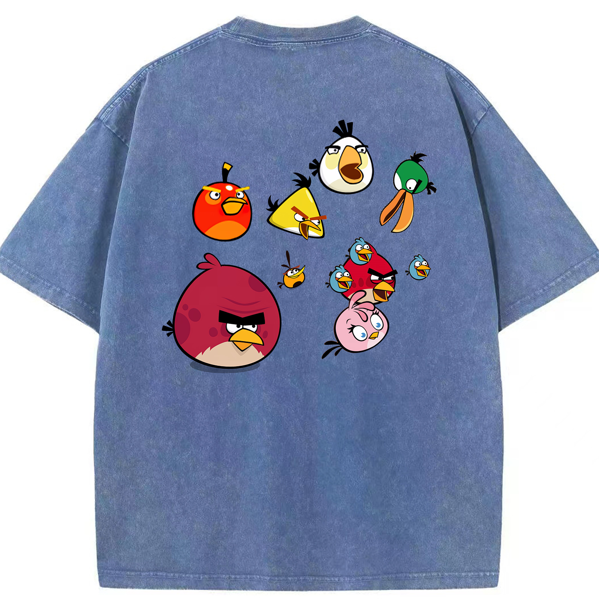 （画像用） Angry Birds アングリーバード 綿100% ヴィンテージ風 半袖Tシャツ（背面プリント）