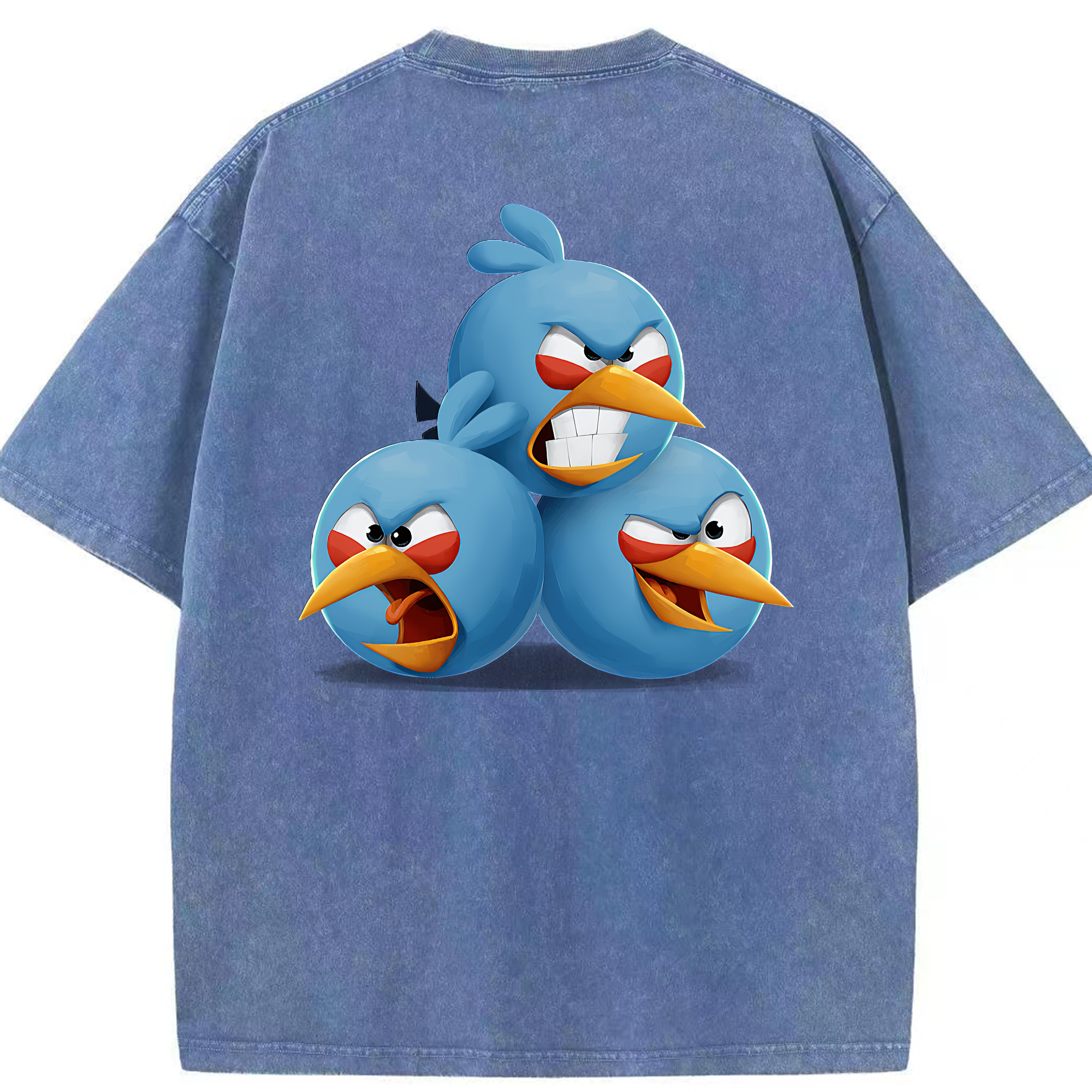 （画像用） Angry Birds アングリーバード 綿100% ヴィンテージ風 半袖Tシャツ（背面プリント）
