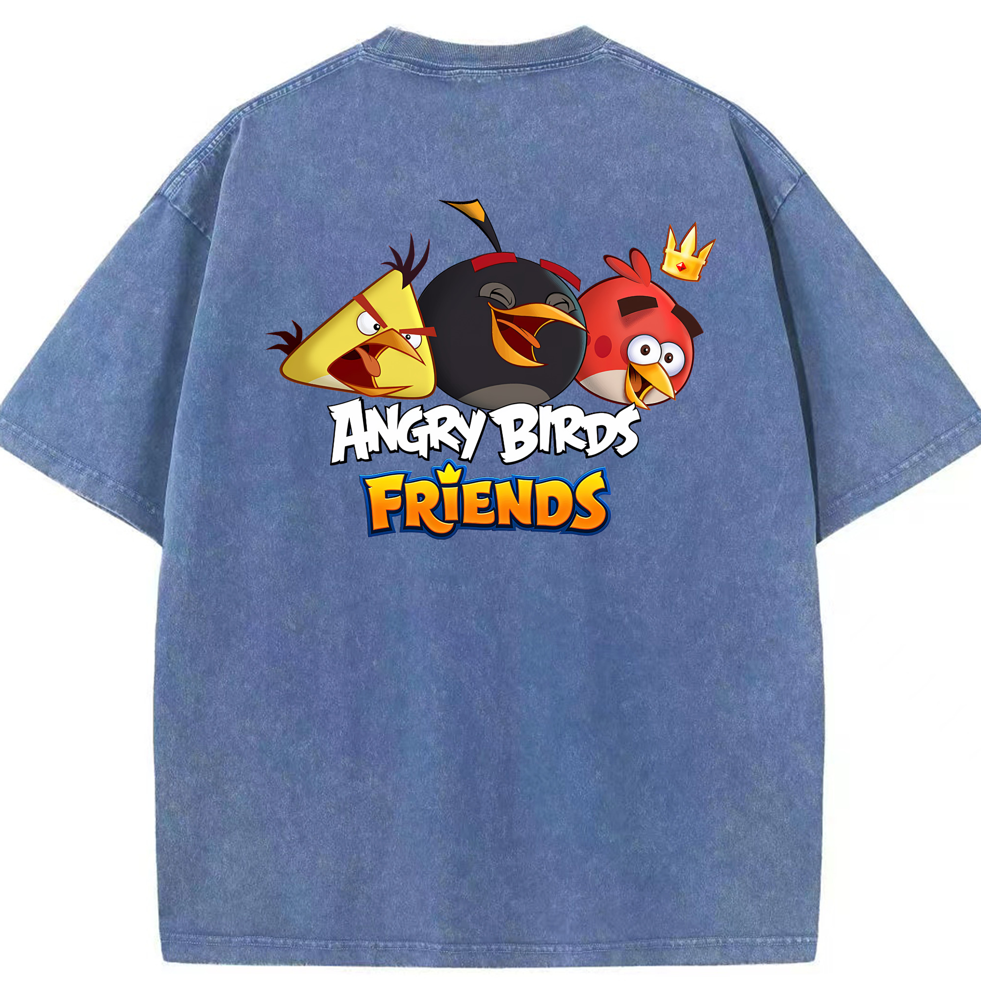 （画像用） Angry Birds アングリーバード 綿100% ヴィンテージ風 半袖Tシャツ（背面プリント）