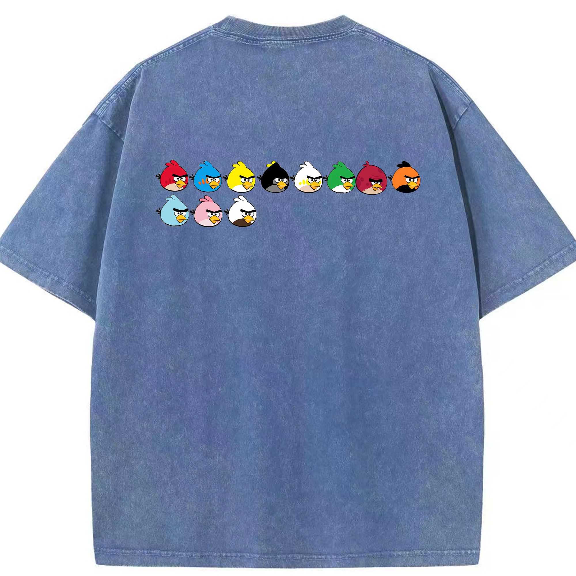 （画像用） Angry Birds アングリーバード 綿100% ヴィンテージ風 半袖Tシャツ（背面プリント）