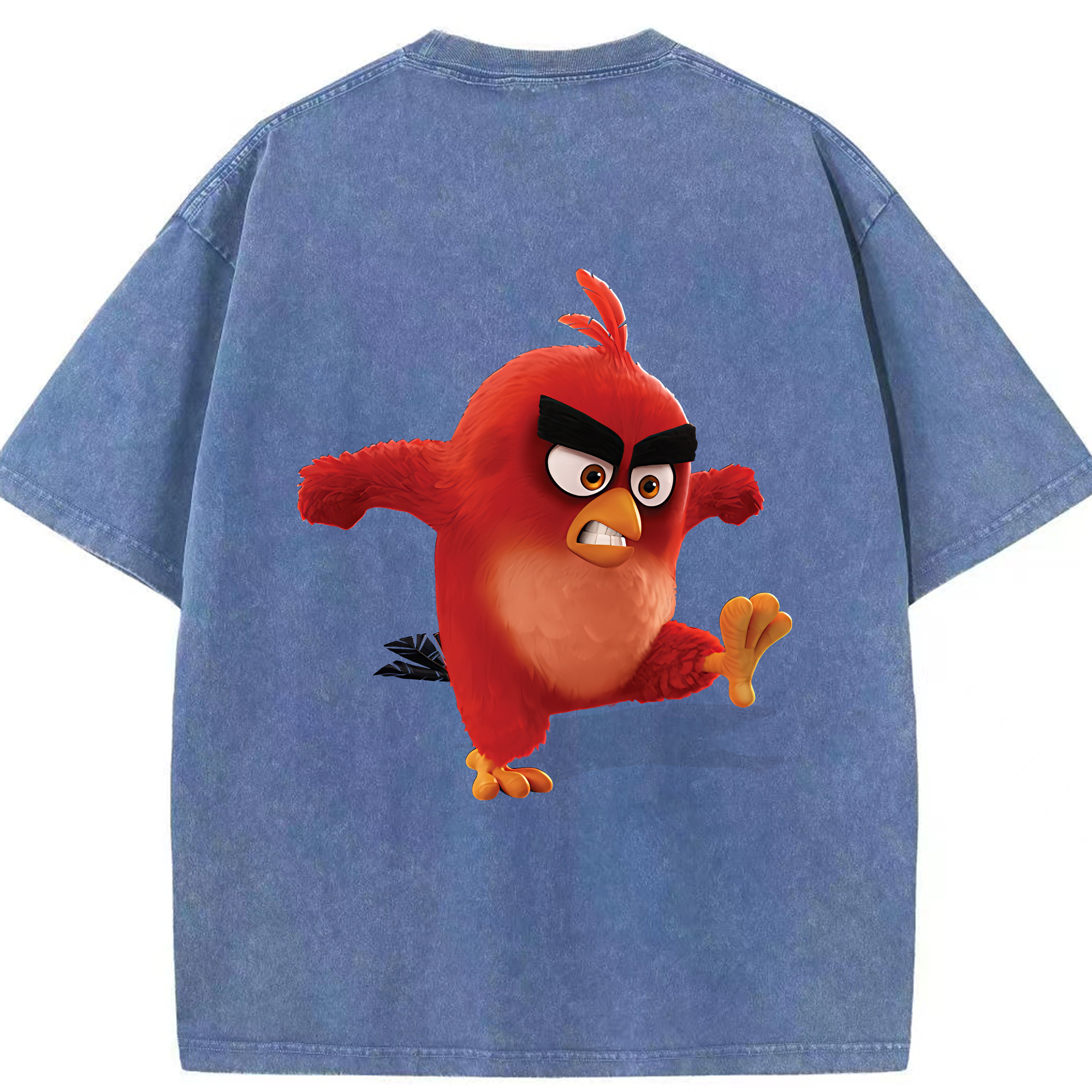 （画像用） Angry Birds アングリーバード 綿100% ヴィンテージ風 半袖Tシャツ（背面プリント）