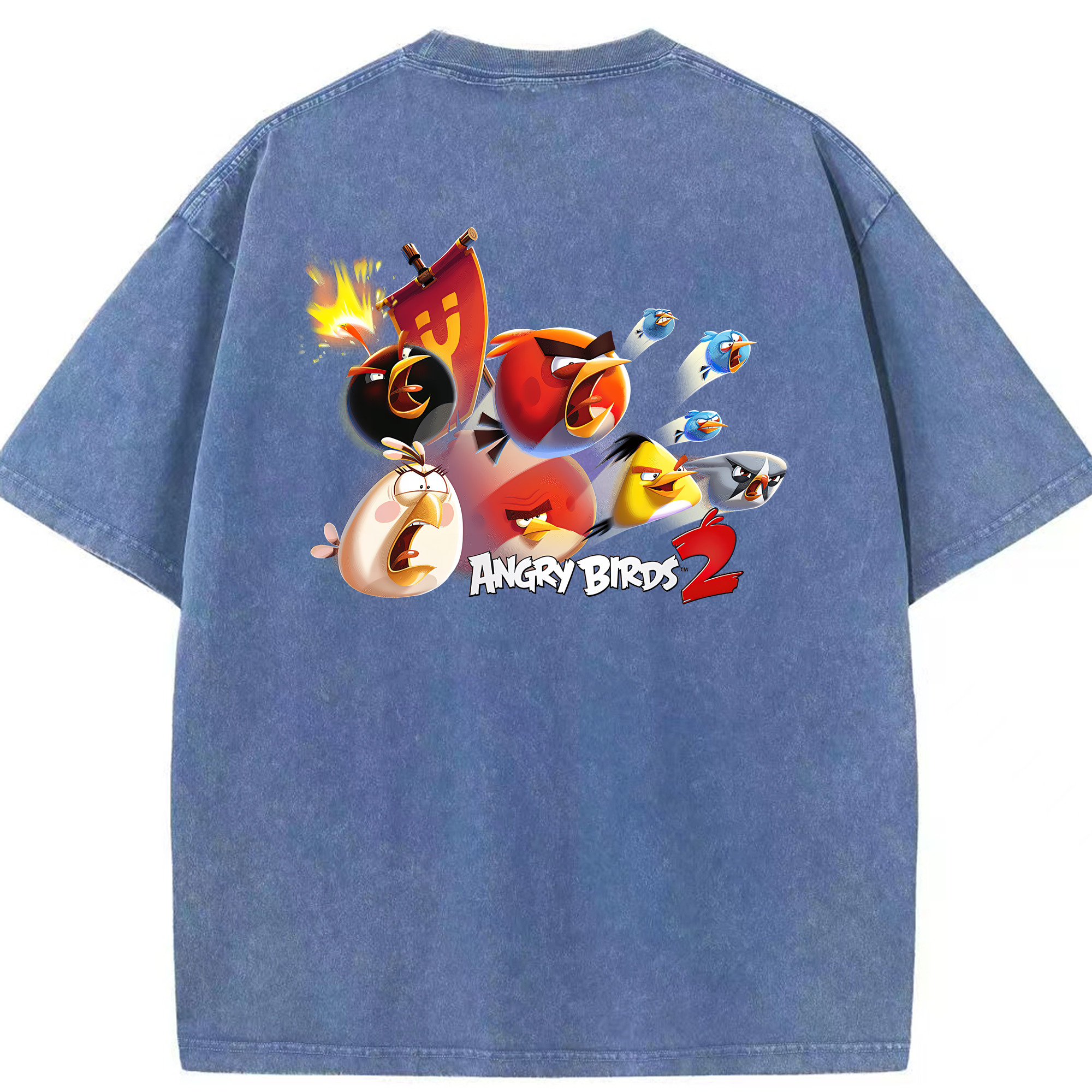 （画像用） Angry Birds アングリーバード 綿100% ヴィンテージ風 半袖Tシャツ（背面プリント）