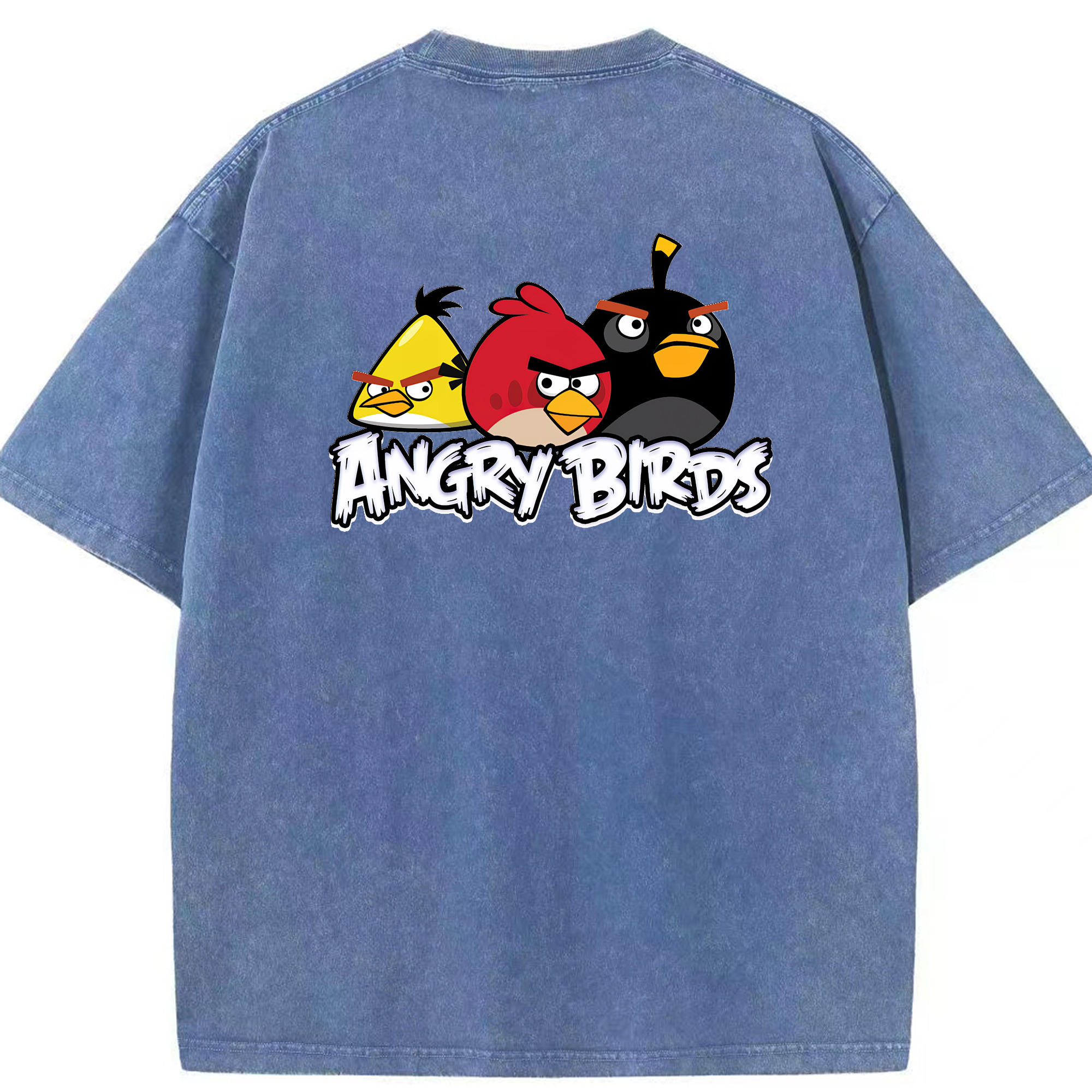 （画像用） Angry Birds アングリーバード 綿100% ヴィンテージ風 半袖Tシャツ（背面プリント）