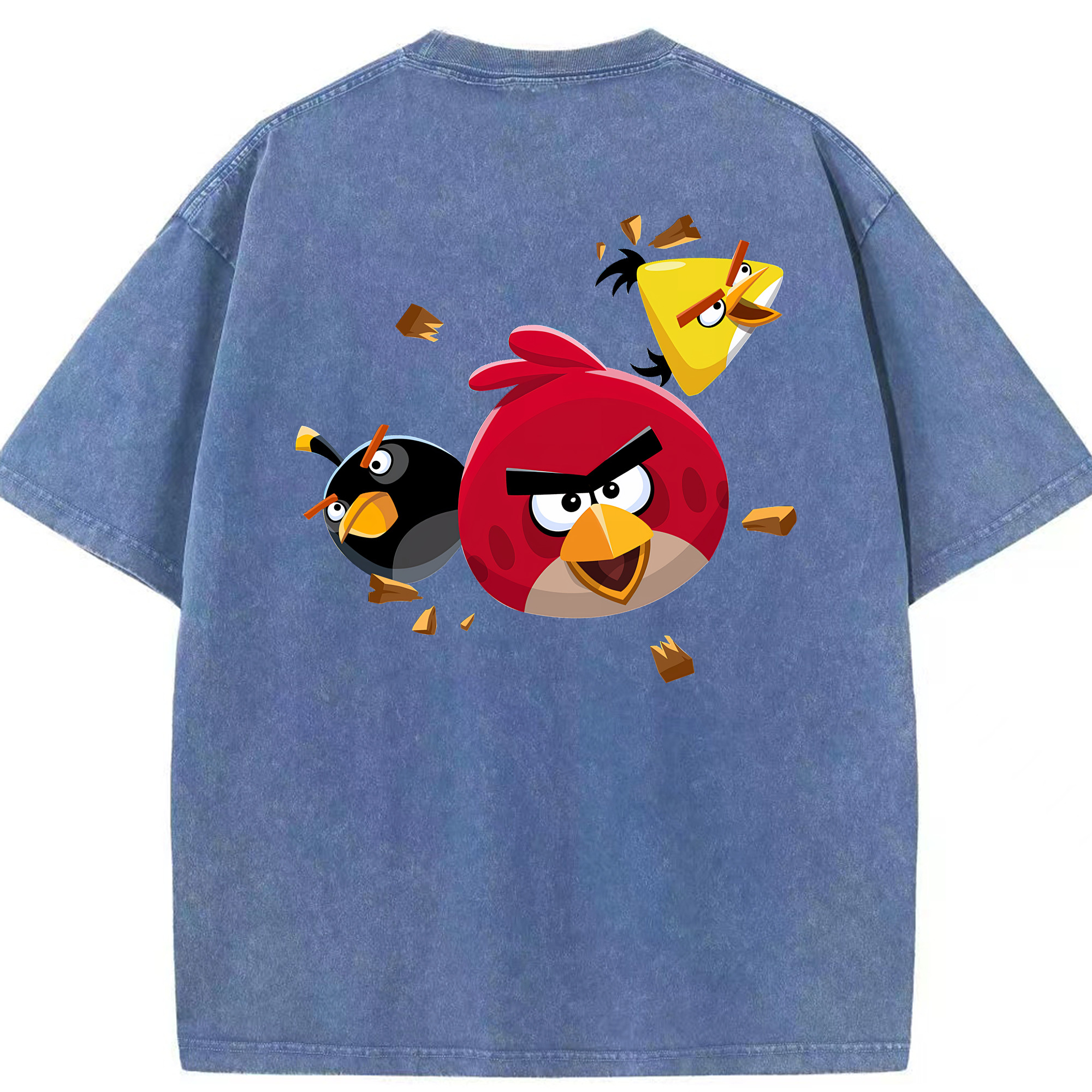 （画像用） Angry Birds アングリーバード 綿100% ヴィンテージ風 半袖Tシャツ（背面プリント）
