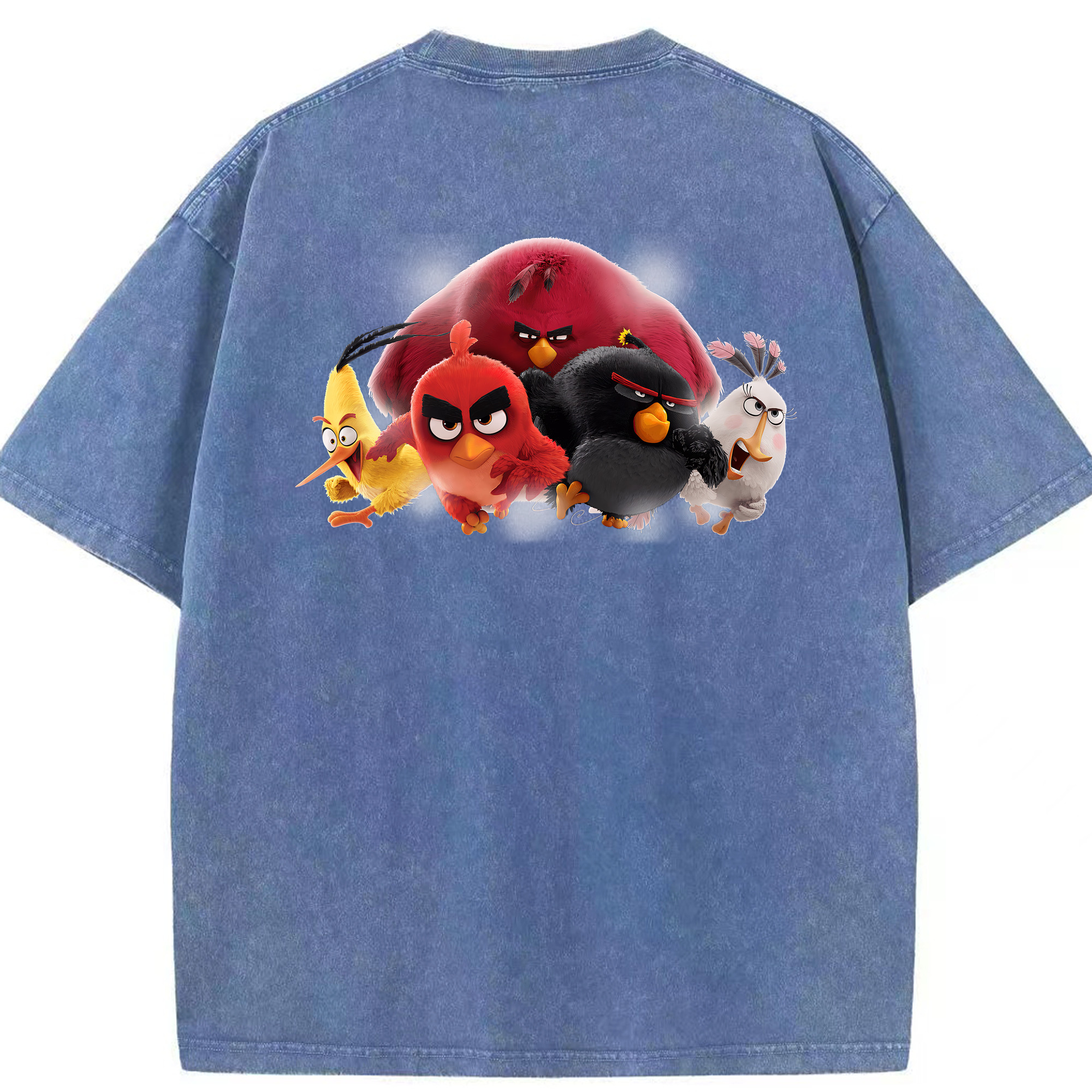 （画像用） Angry Birds アングリーバード 綿100% ヴィンテージ風 半袖Tシャツ（背面プリント）