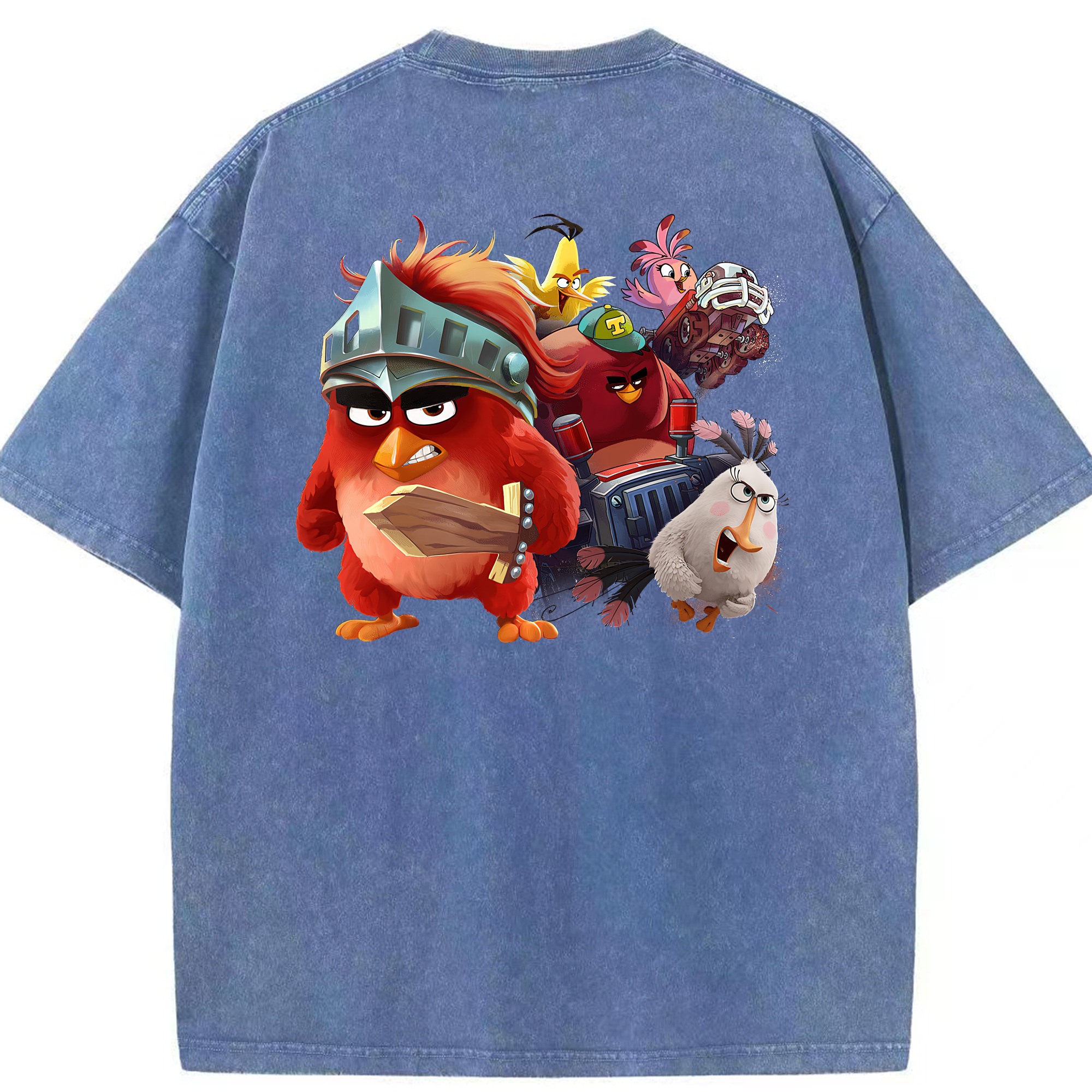 （画像用） Angry Birds アングリーバード 綿100% ヴィンテージ風 半袖Tシャツ（背面プリント）