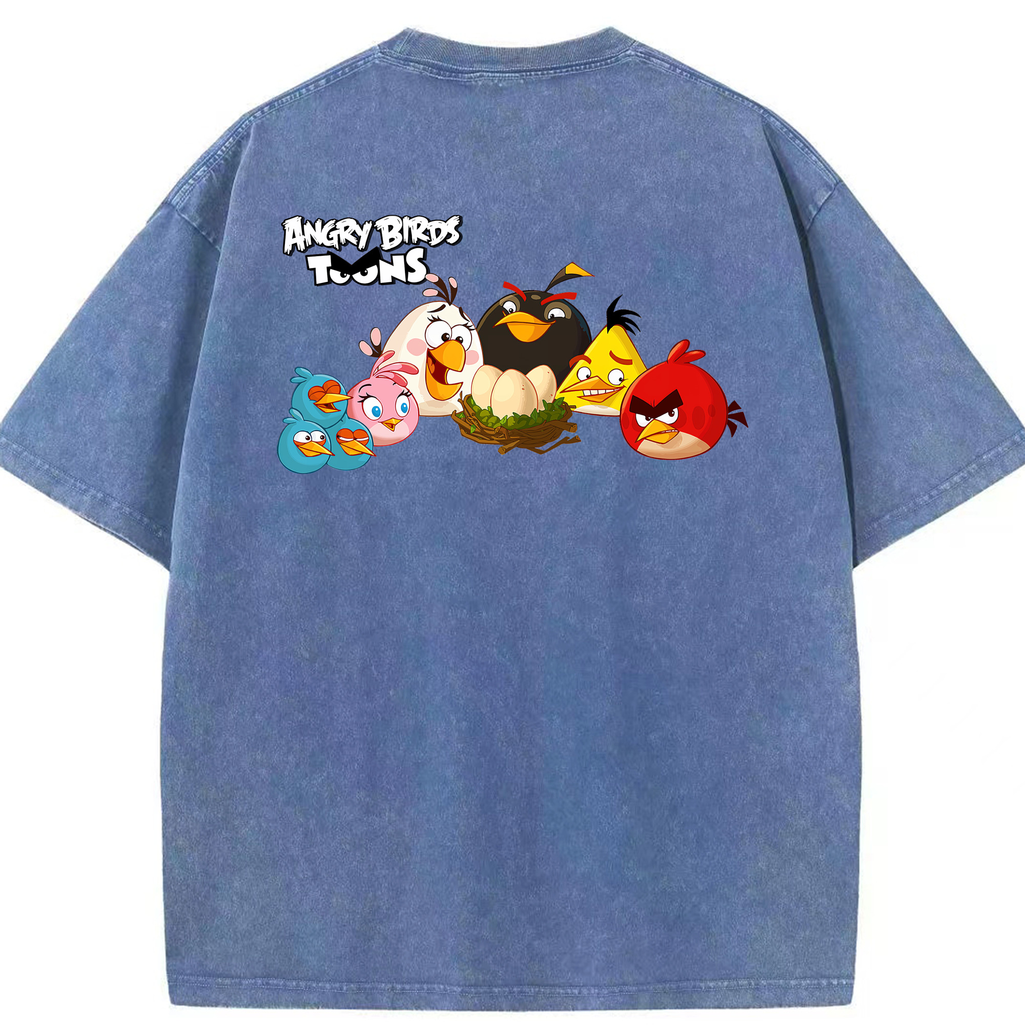（画像用） Angry Birds アングリーバード 綿100% ヴィンテージ風 半袖Tシャツ（背面プリント）