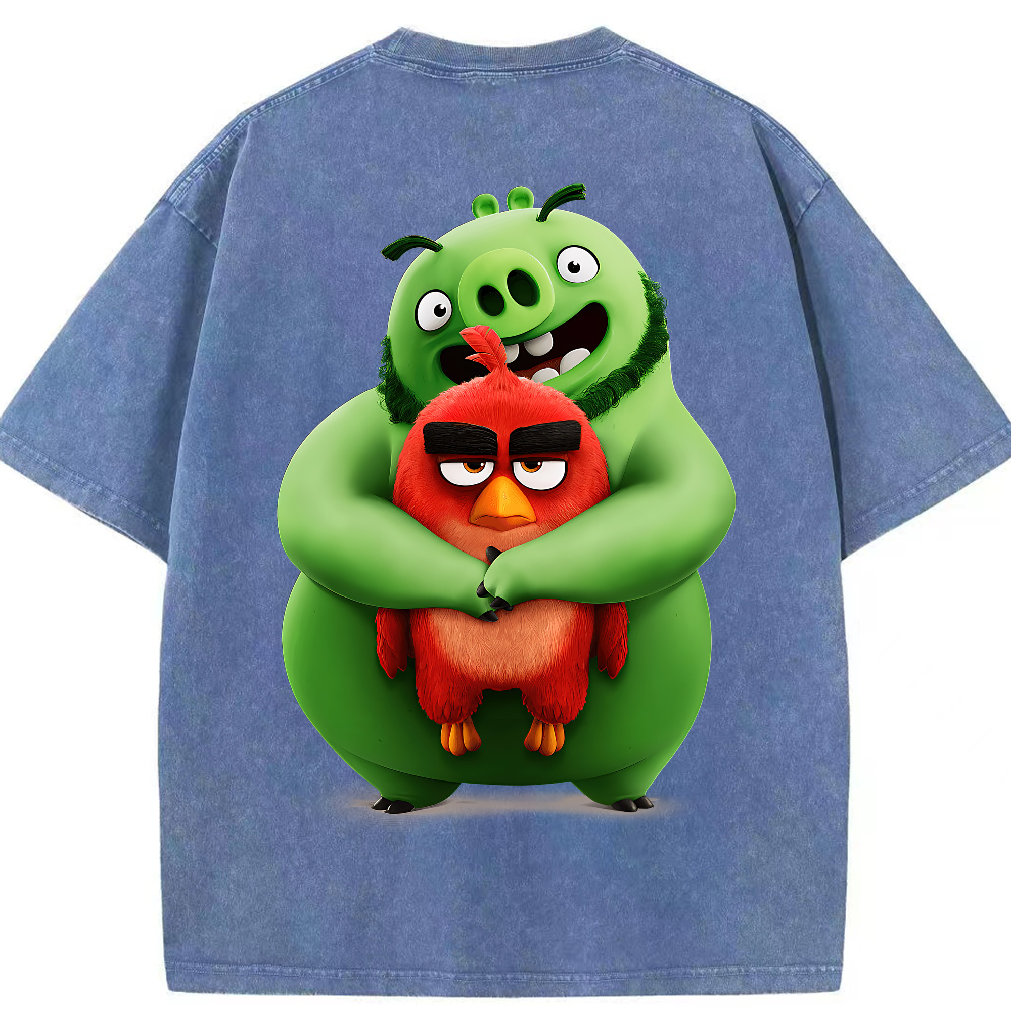 （画像用） Angry Birds アングリーバード 綿100% ヴィンテージ風 半袖Tシャツ（背面プリント）