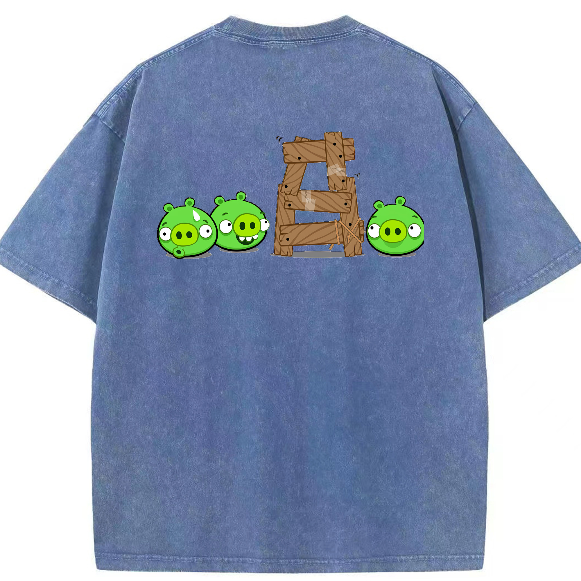 （画像用） Angry Birds アングリーバード 綿100% ヴィンテージ風 半袖Tシャツ（背面プリント）