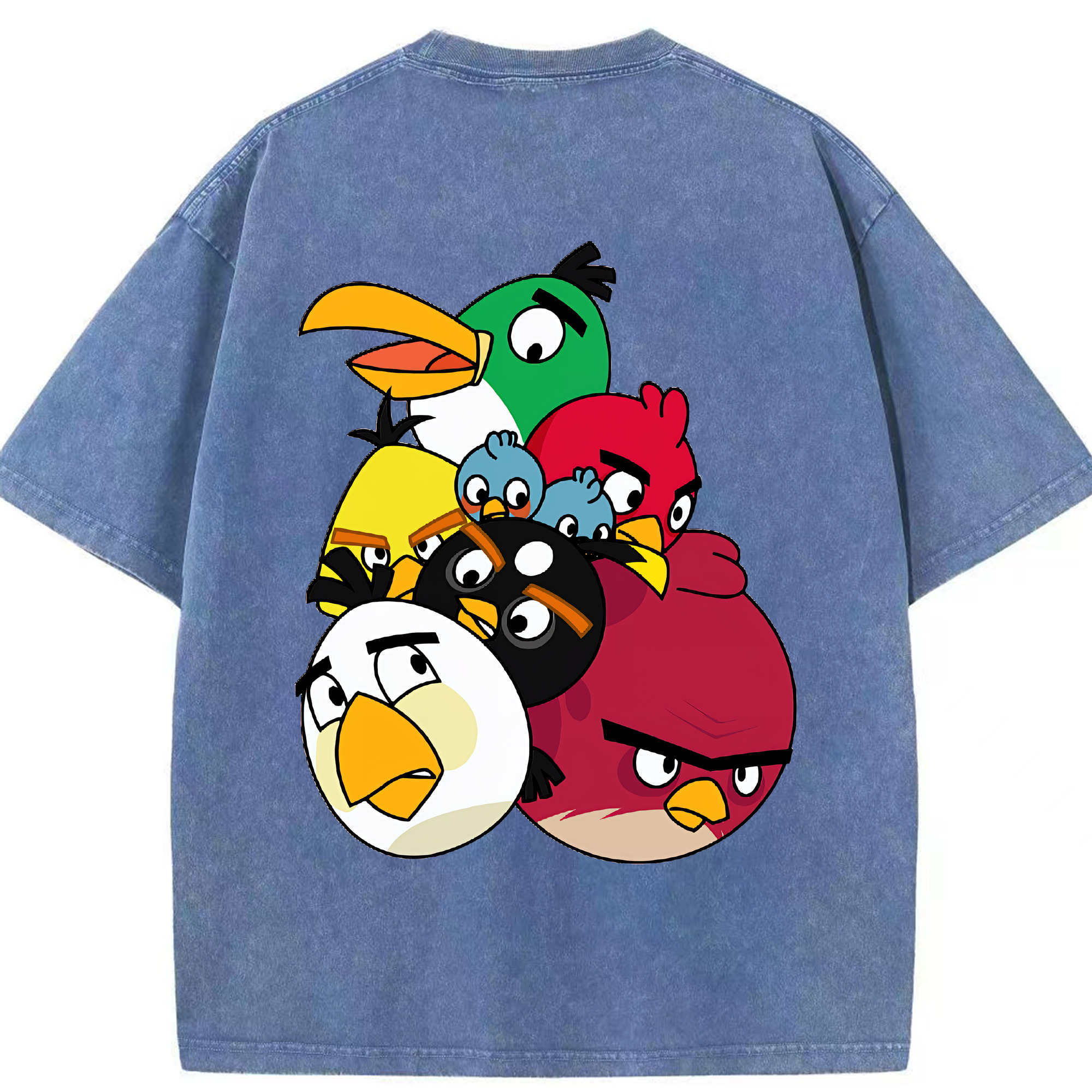 （画像用） Angry Birds アングリーバード 綿100% ヴィンテージ風 半袖Tシャツ（背面プリント）