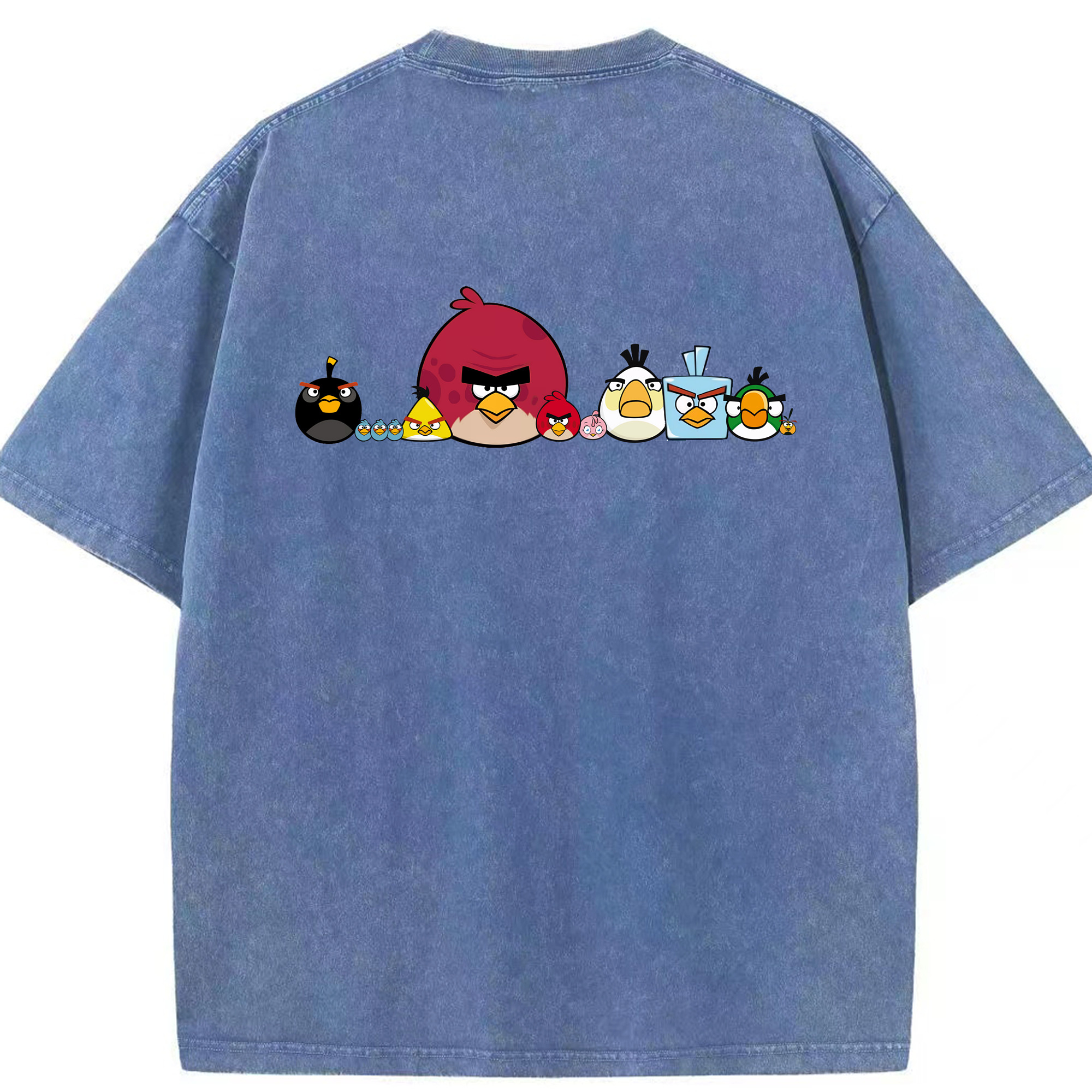 （画像用） Angry Birds アングリーバード 綿100% ヴィンテージ風 半袖Tシャツ（背面プリント）