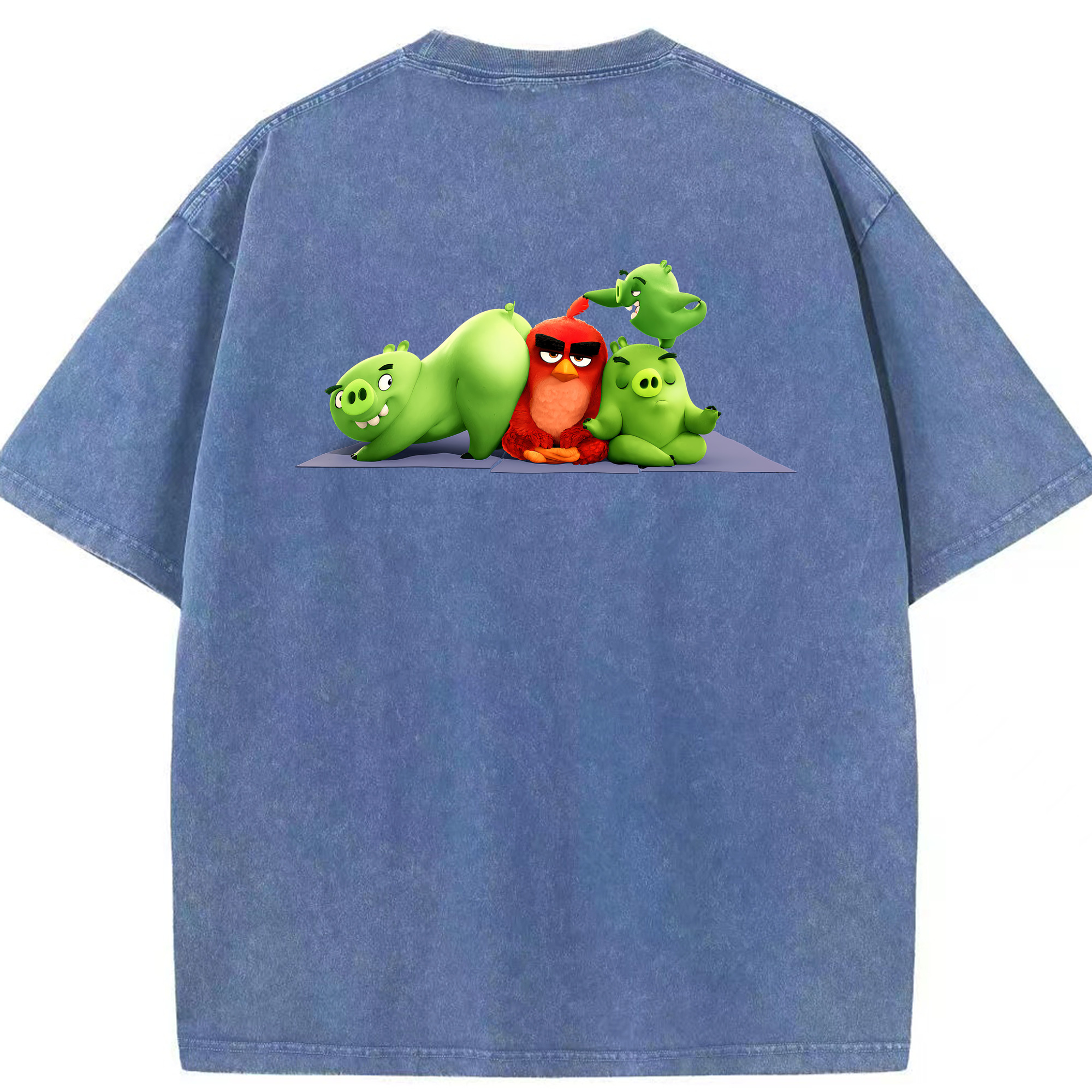 （画像用） Angry Birds アングリーバード 綿100% ヴィンテージ風 半袖Tシャツ（背面プリント）