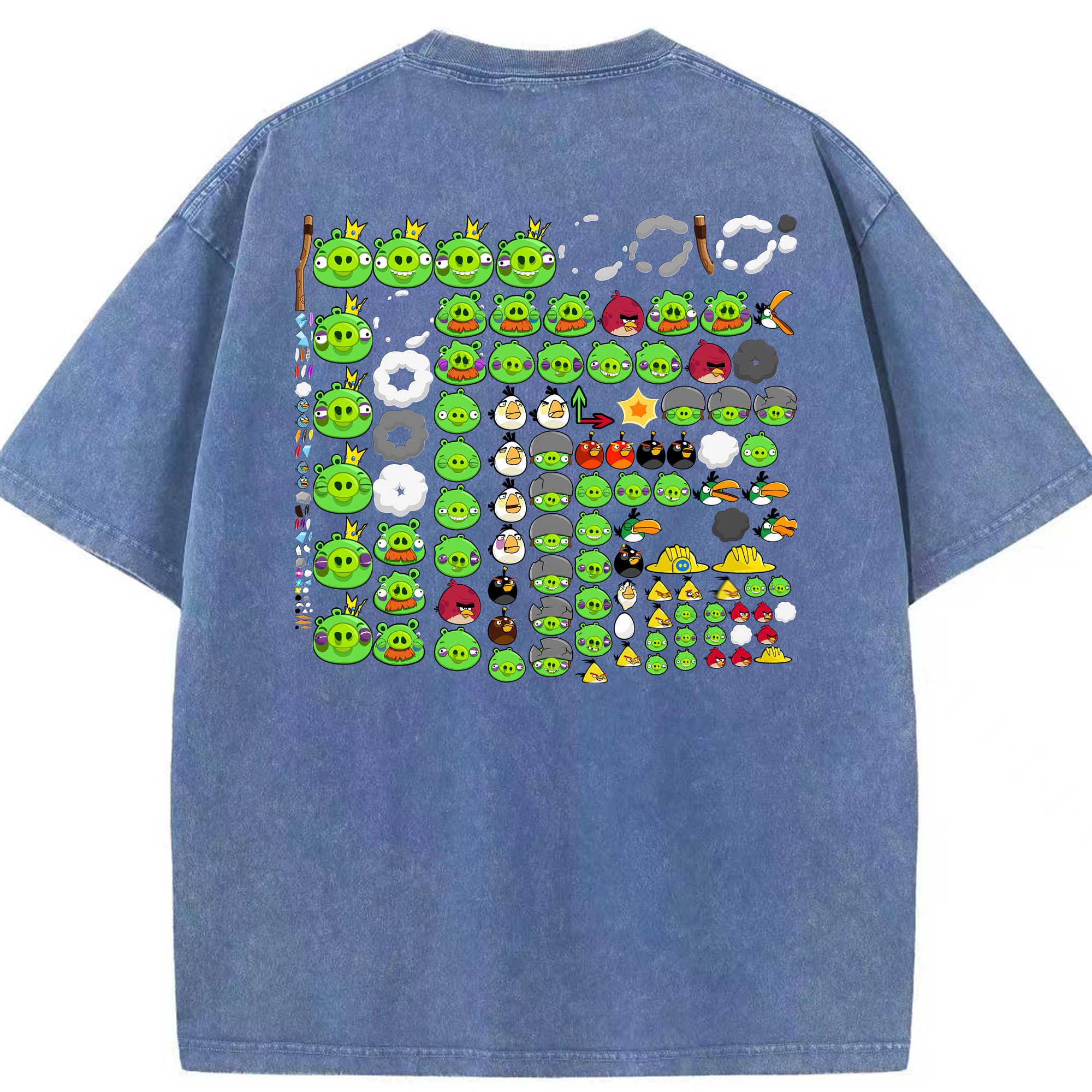 （画像用） Angry Birds アングリーバード 綿100% ヴィンテージ風 半袖Tシャツ（背面プリント）