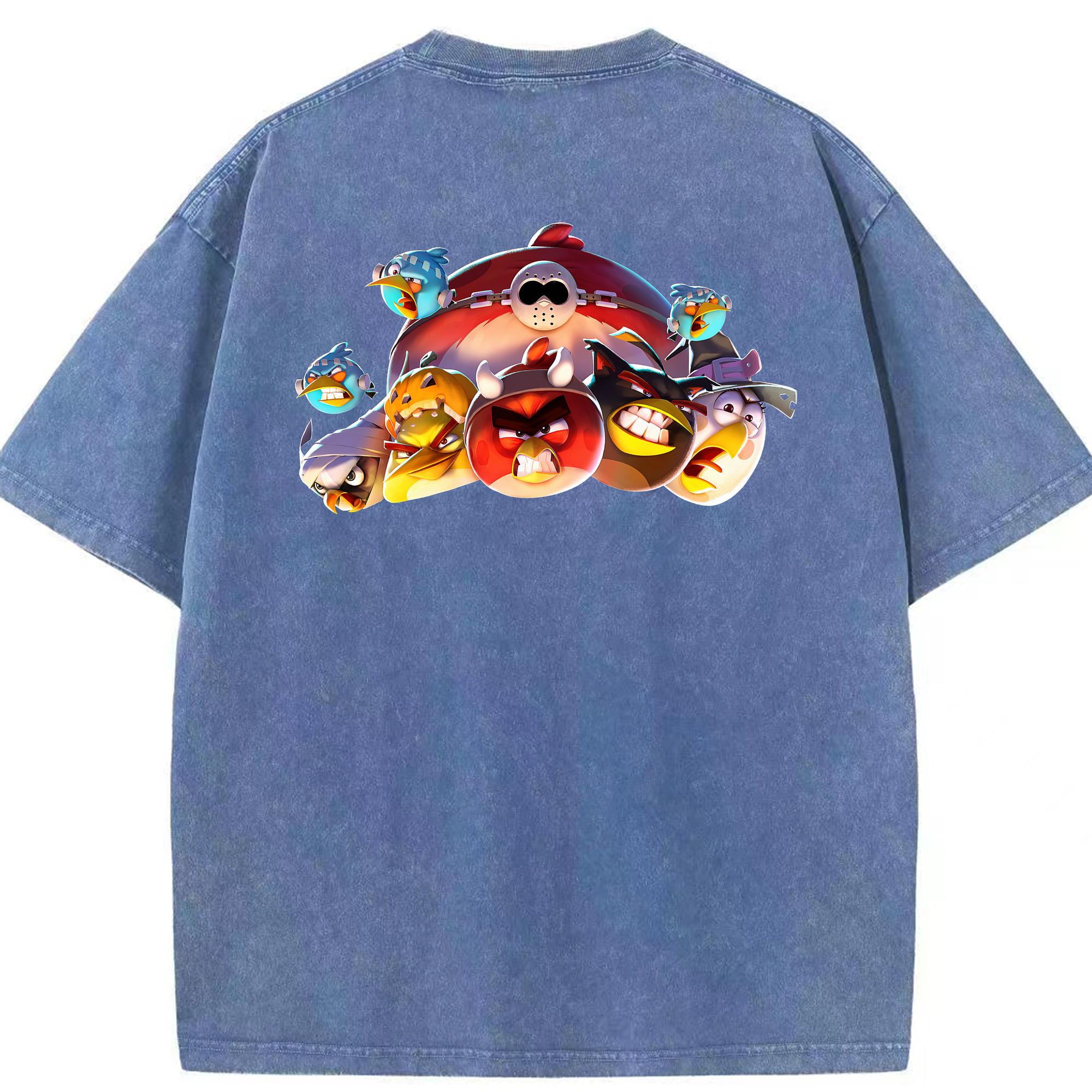 （画像用） Angry Birds アングリーバード 綿100% ヴィンテージ風 半袖Tシャツ（背面プリント）