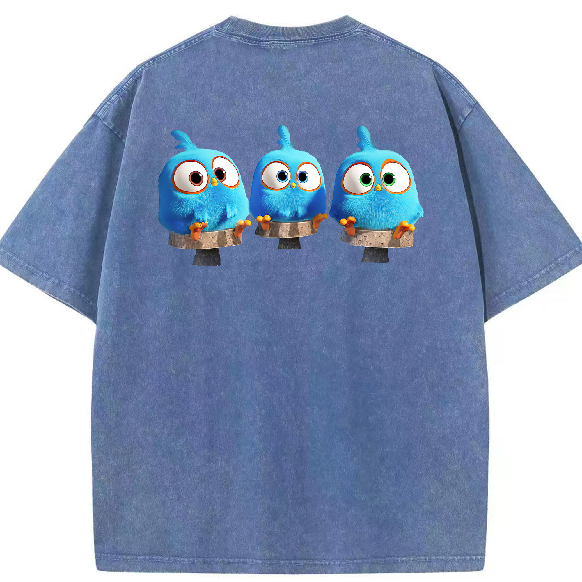 （画像用） Angry Birds アングリーバード 綿100% ヴィンテージ風 半袖Tシャツ（背面プリント）