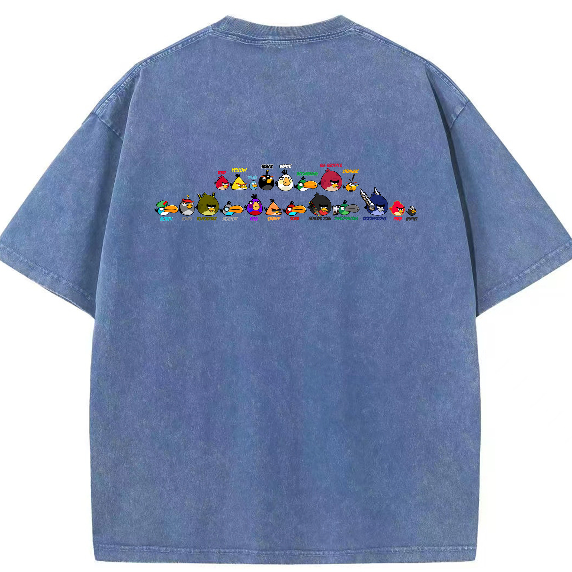 （画像用） Angry Birds アングリーバード 綿100% ヴィンテージ風 半袖Tシャツ（背面プリント）