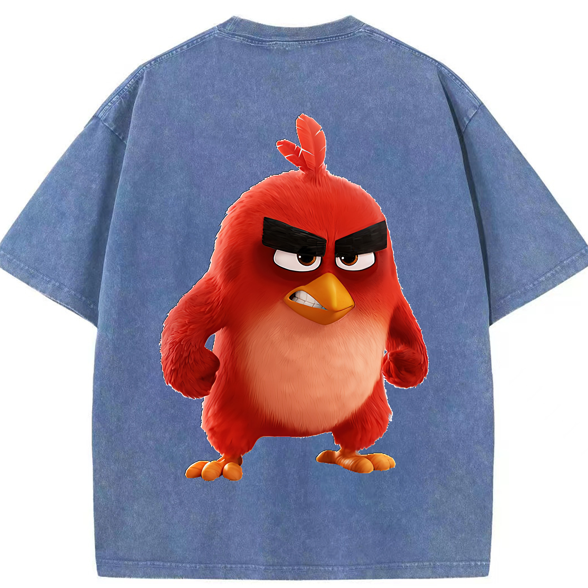 （画像用） Angry Birds アングリーバード 綿100% ヴィンテージ風 半袖Tシャツ（背面プリント）