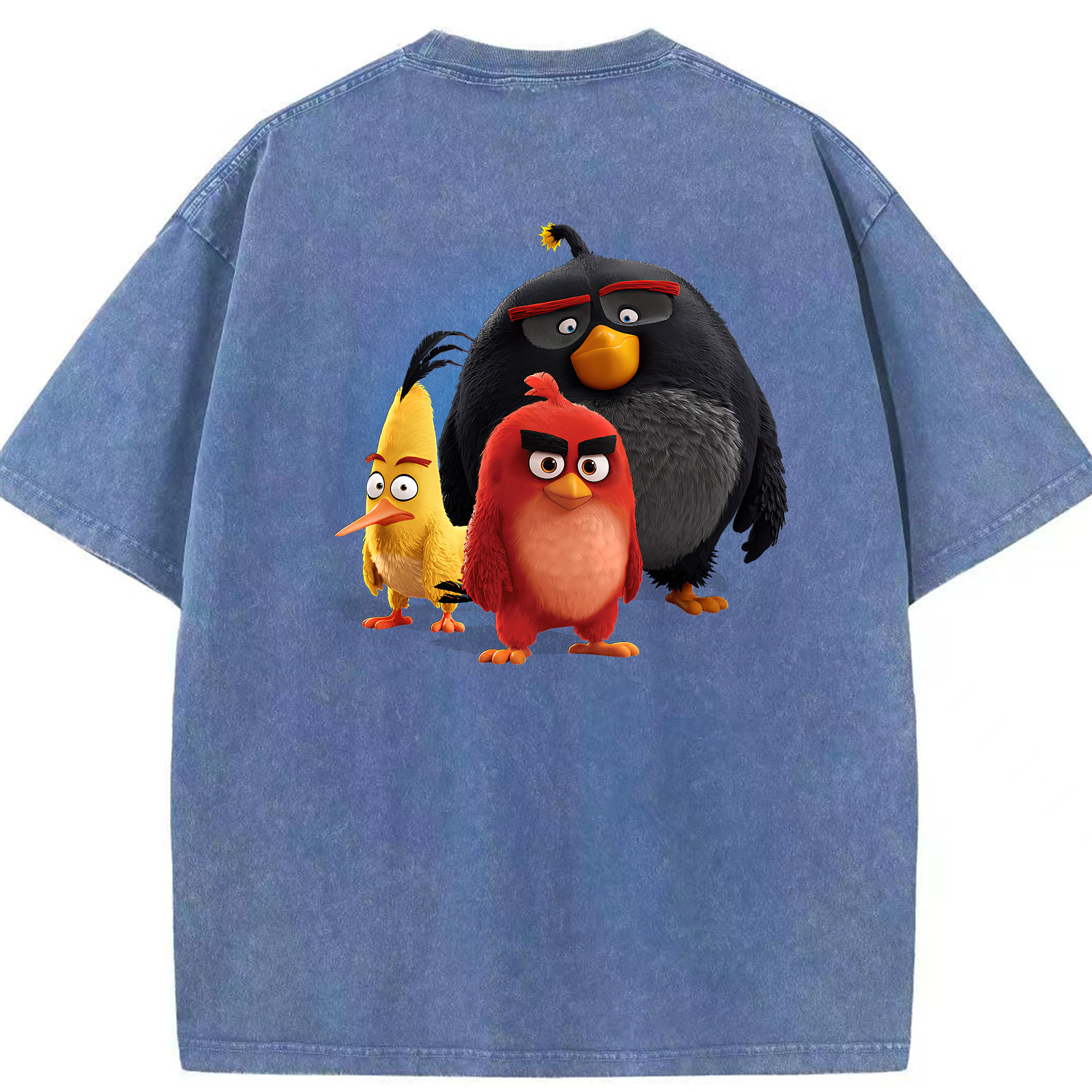 （画像用） Angry Birds アングリーバード 綿100% ヴィンテージ風 半袖Tシャツ（背面プリント）