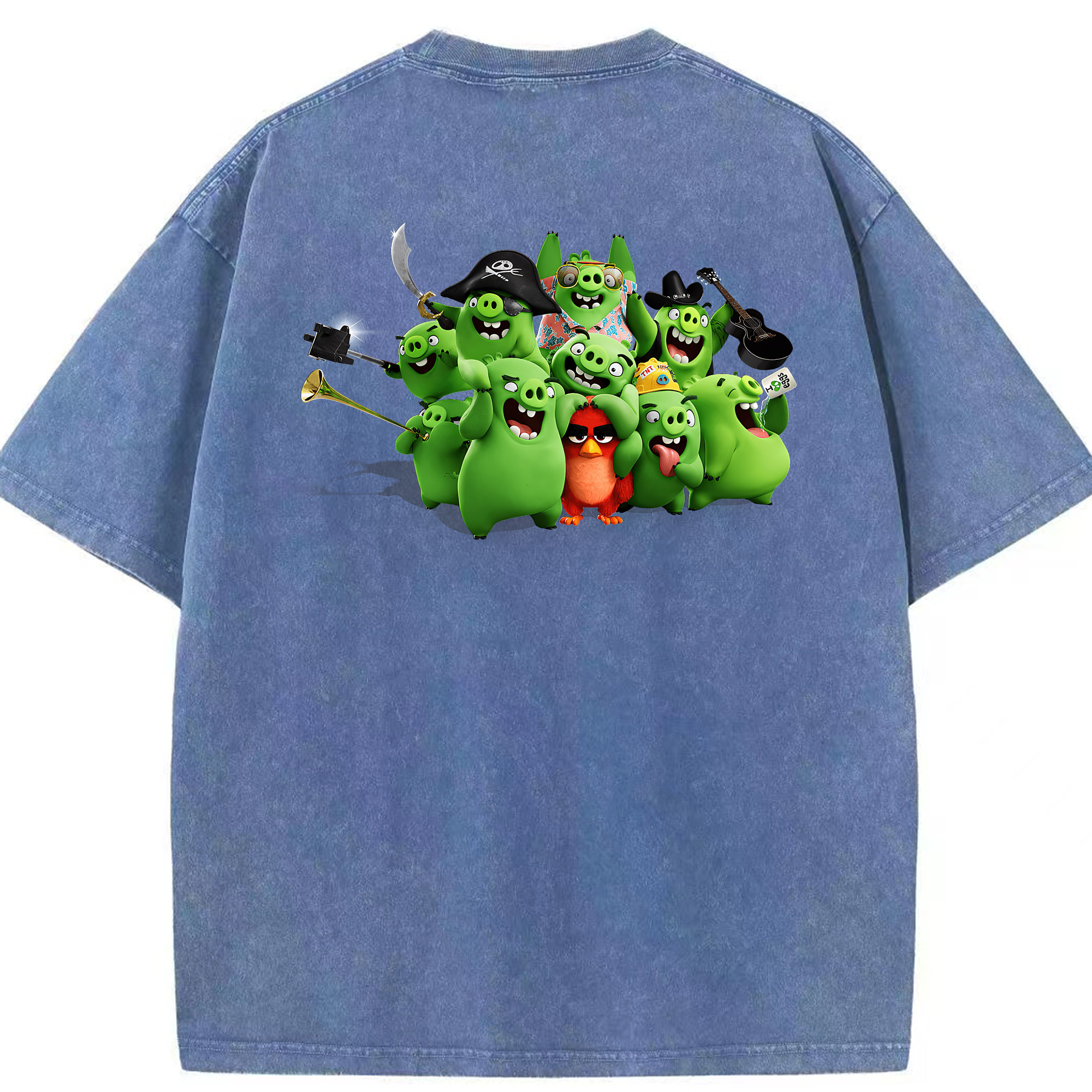 （画像用） Angry Birds アングリーバード 綿100% ヴィンテージ風 半袖Tシャツ（背面プリント）