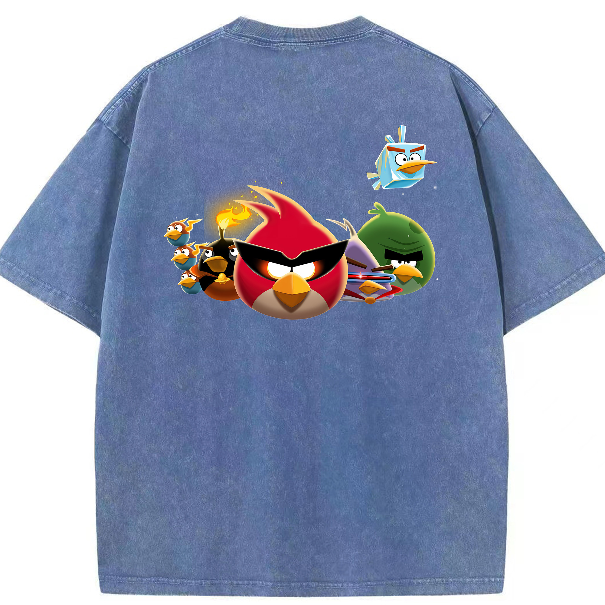 （画像用） Angry Birds アングリーバード 綿100% ヴィンテージ風 半袖Tシャツ（背面プリント）