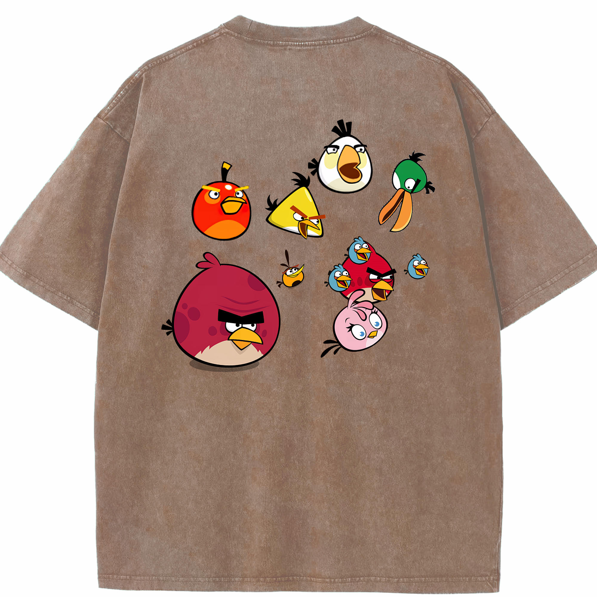 （画像用） Angry Birds アングリーバード 綿100% ヴィンテージ風 半袖Tシャツ（背面プリント）