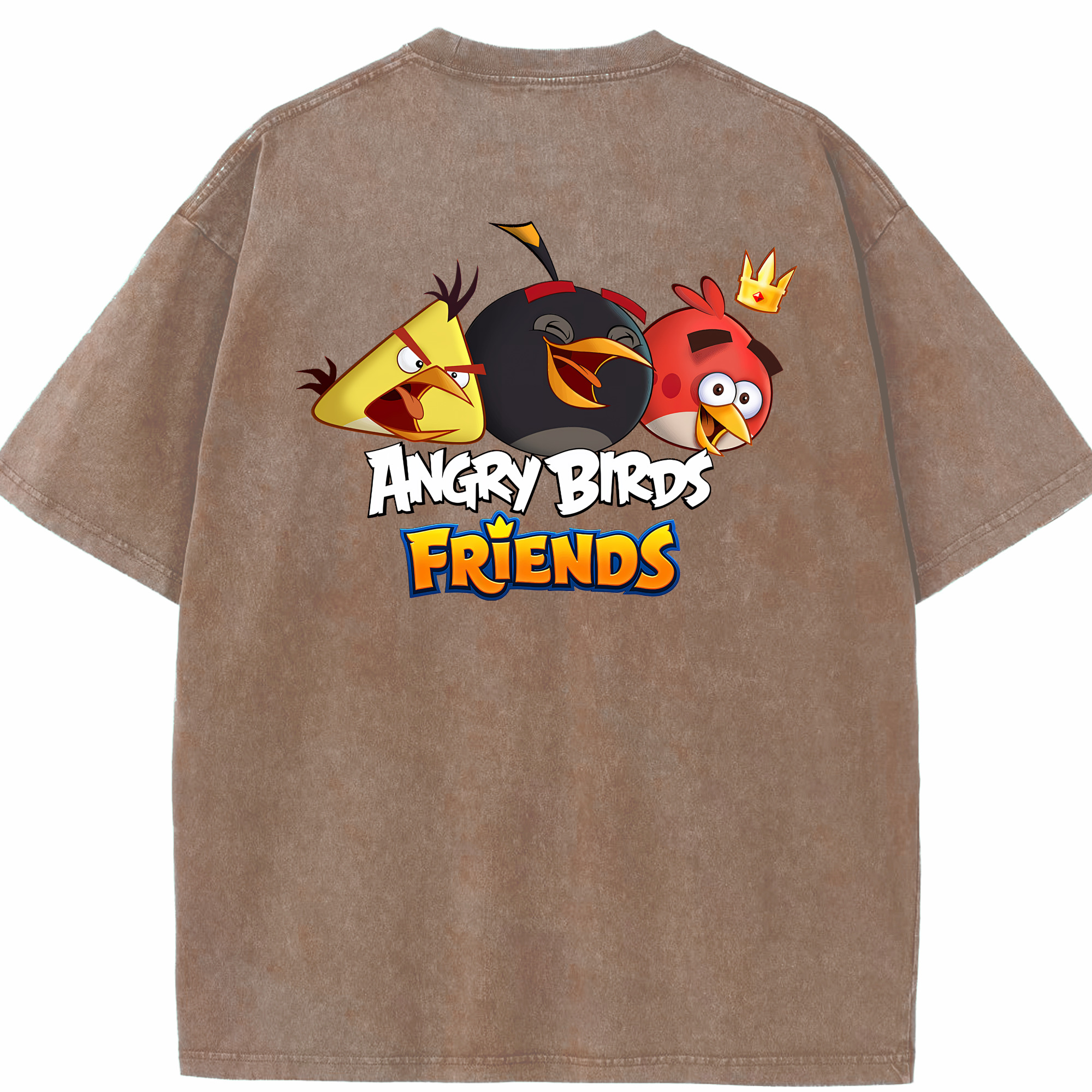 （画像用） Angry Birds アングリーバード 綿100% ヴィンテージ風 半袖Tシャツ（背面プリント）