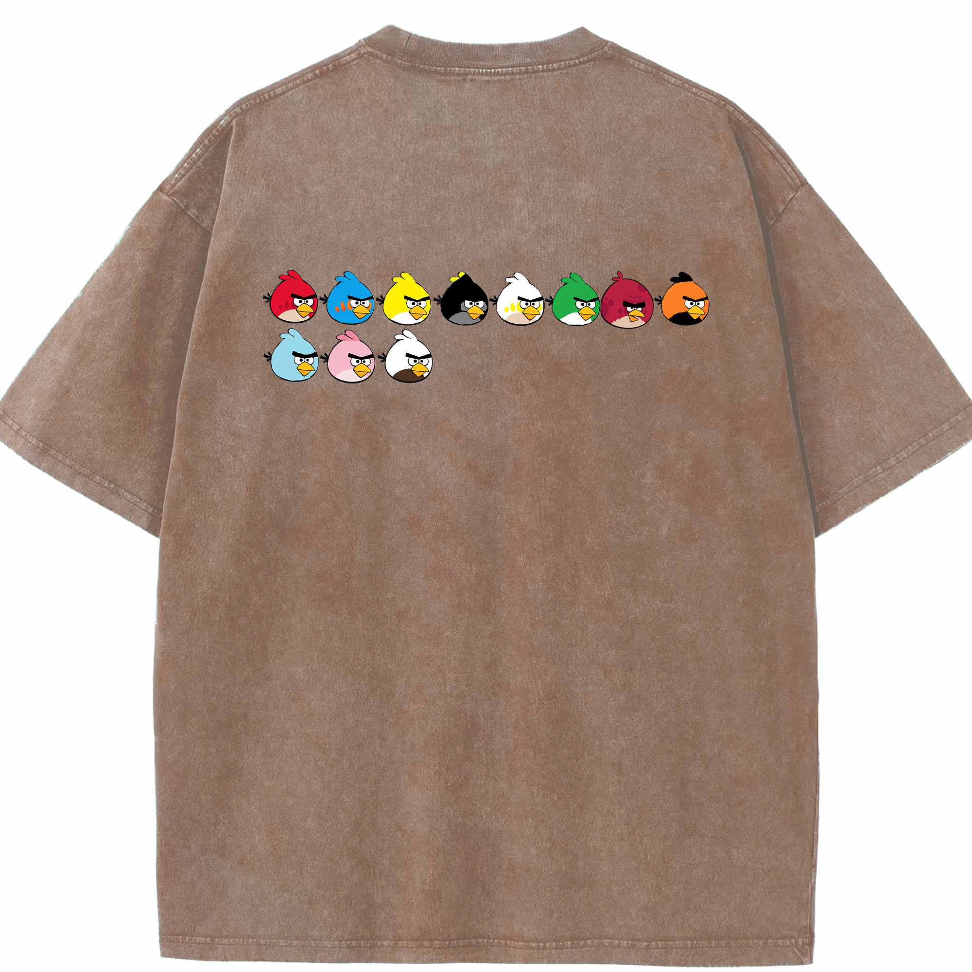 （画像用） Angry Birds アングリーバード 綿100% ヴィンテージ風 半袖Tシャツ（背面プリント）