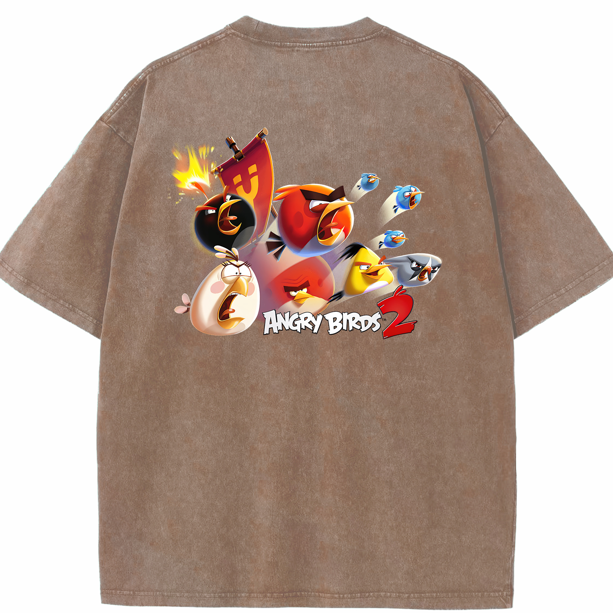 （画像用） Angry Birds アングリーバード 綿100% ヴィンテージ風 半袖Tシャツ（背面プリント）
