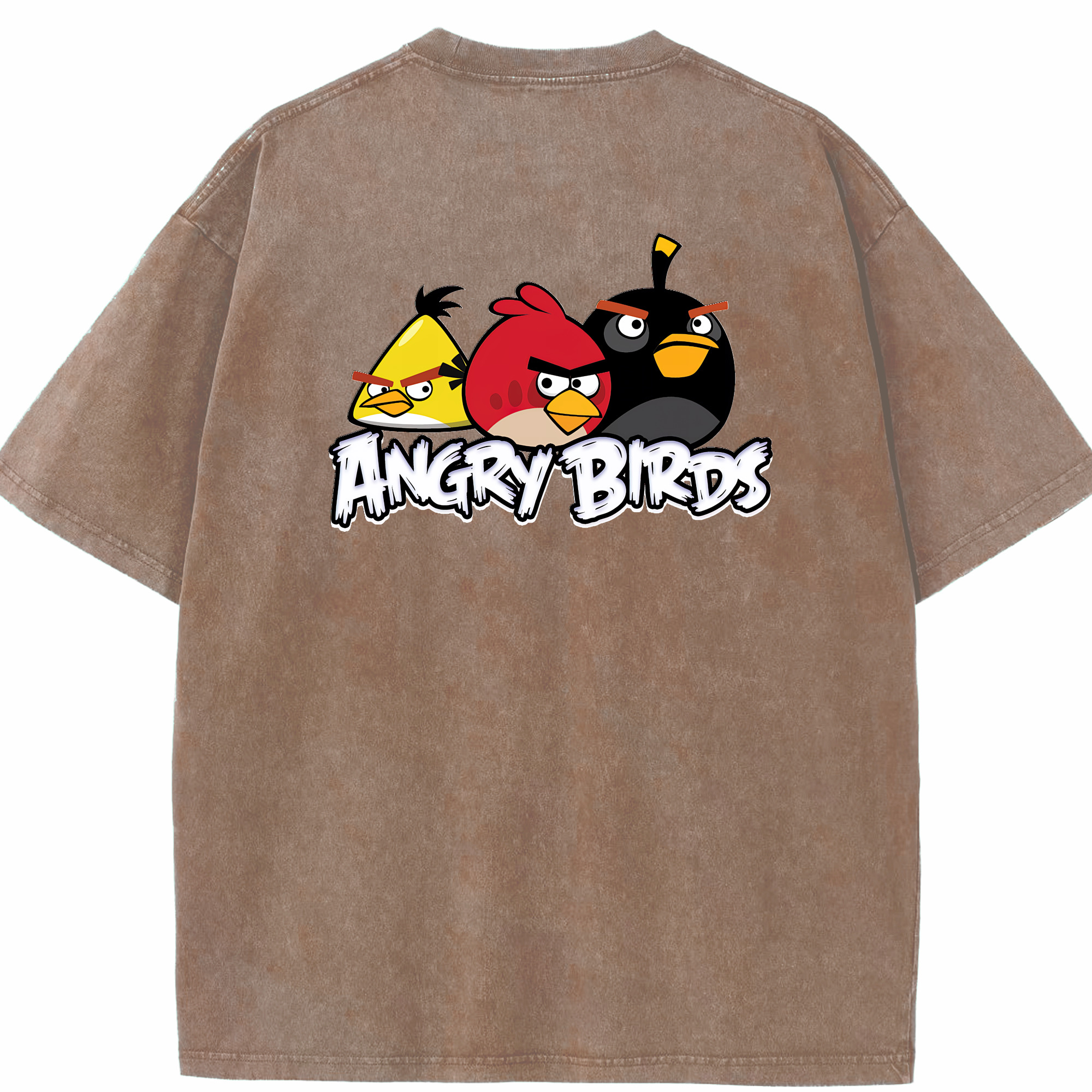 （画像用） Angry Birds アングリーバード 綿100% ヴィンテージ風 半袖Tシャツ（背面プリント）