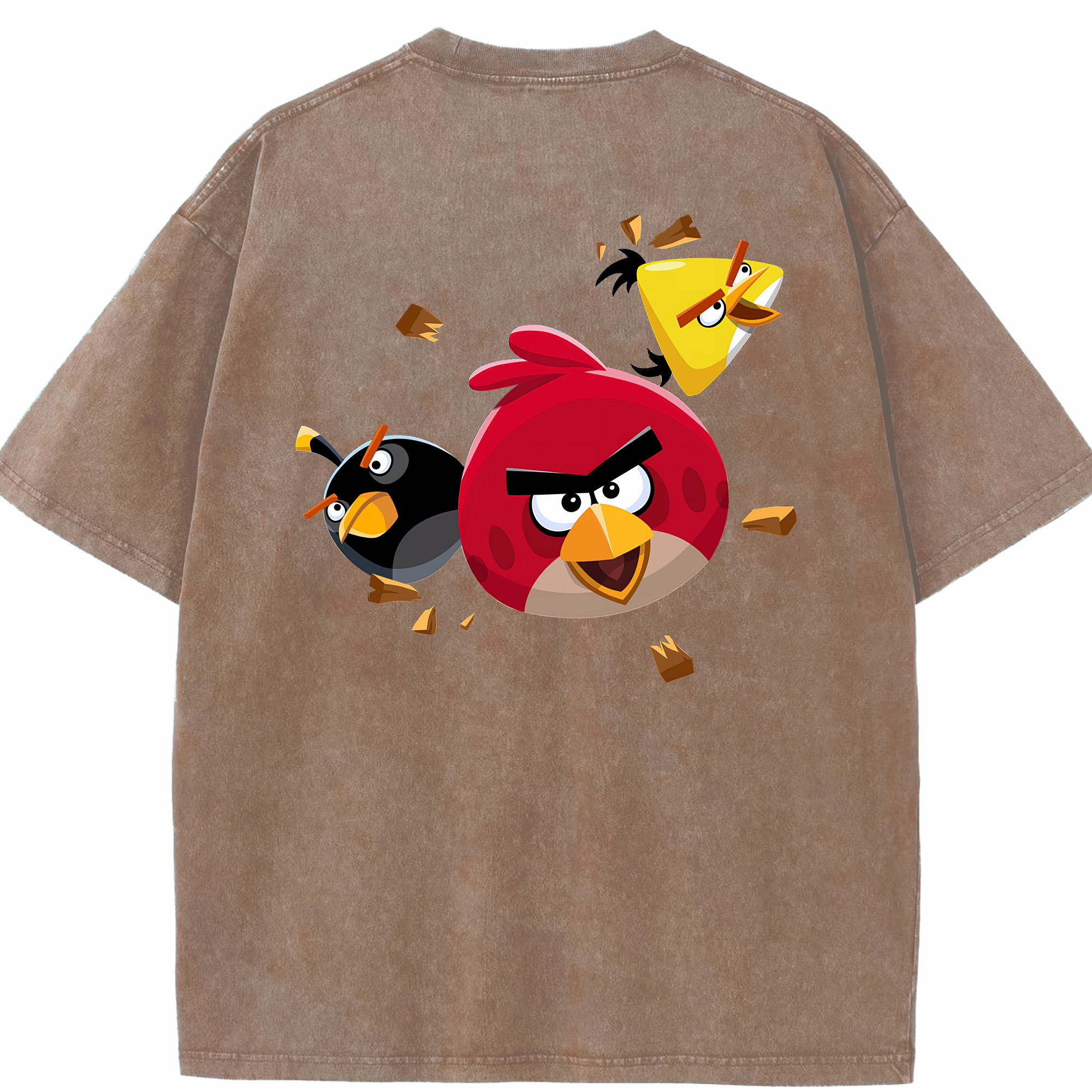 （画像用） Angry Birds アングリーバード 綿100% ヴィンテージ風 半袖Tシャツ（背面プリント）