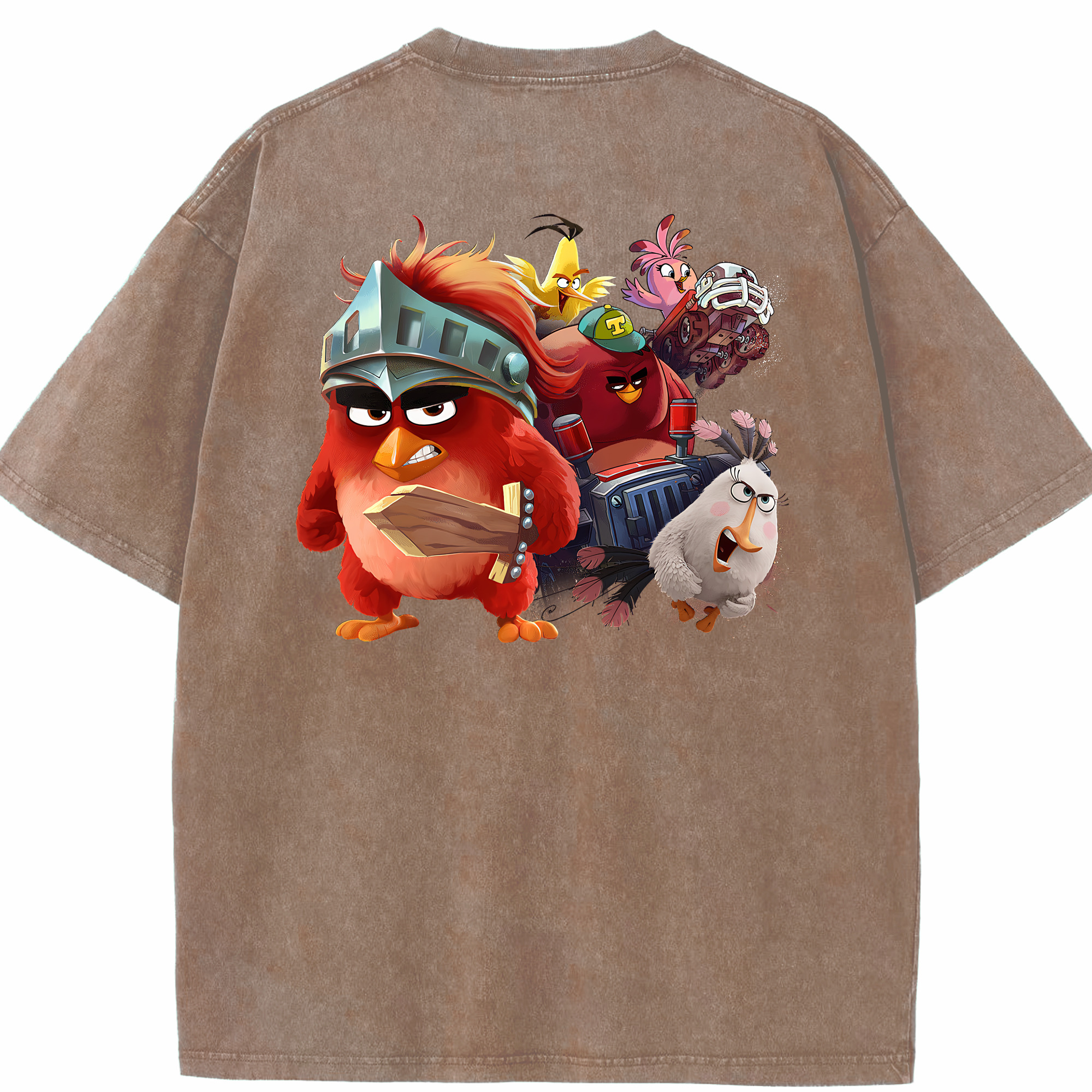 （画像用） Angry Birds アングリーバード 綿100% ヴィンテージ風 半袖Tシャツ（背面プリント）