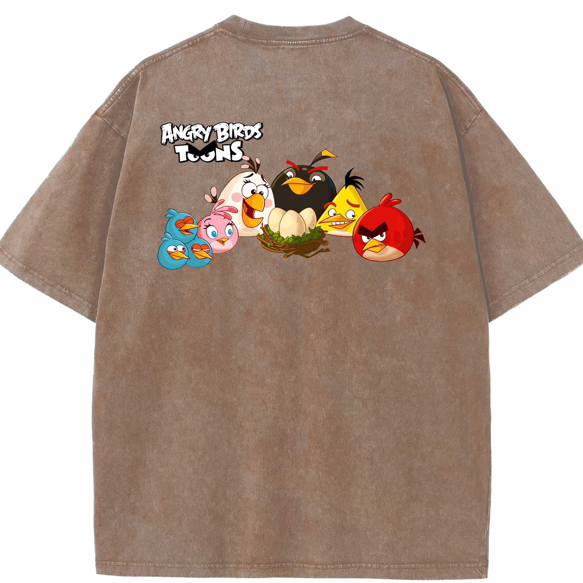 （画像用） Angry Birds アングリーバード 綿100% ヴィンテージ風 半袖Tシャツ（背面プリント）