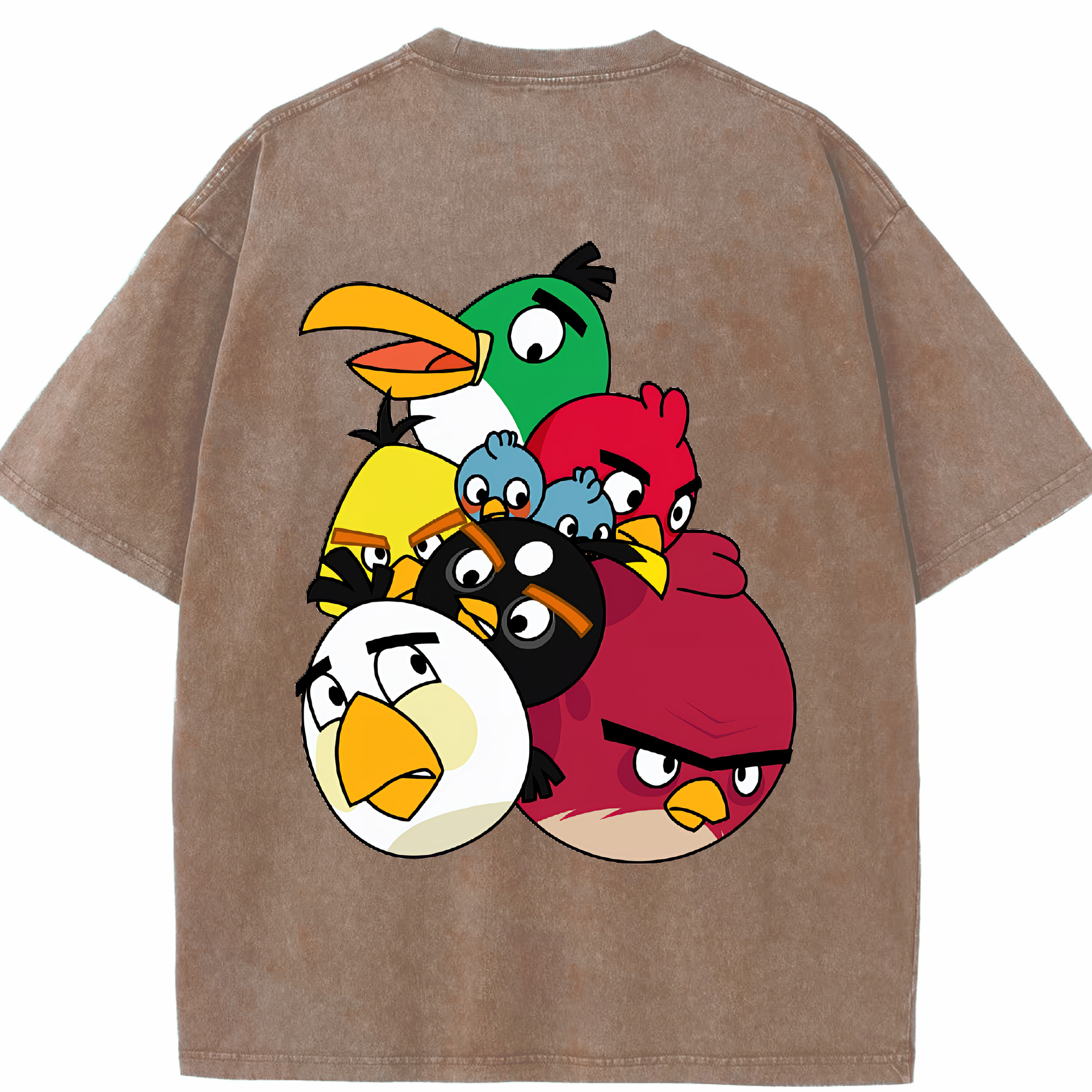 （画像用） Angry Birds アングリーバード 綿100% ヴィンテージ風 半袖Tシャツ（背面プリント）