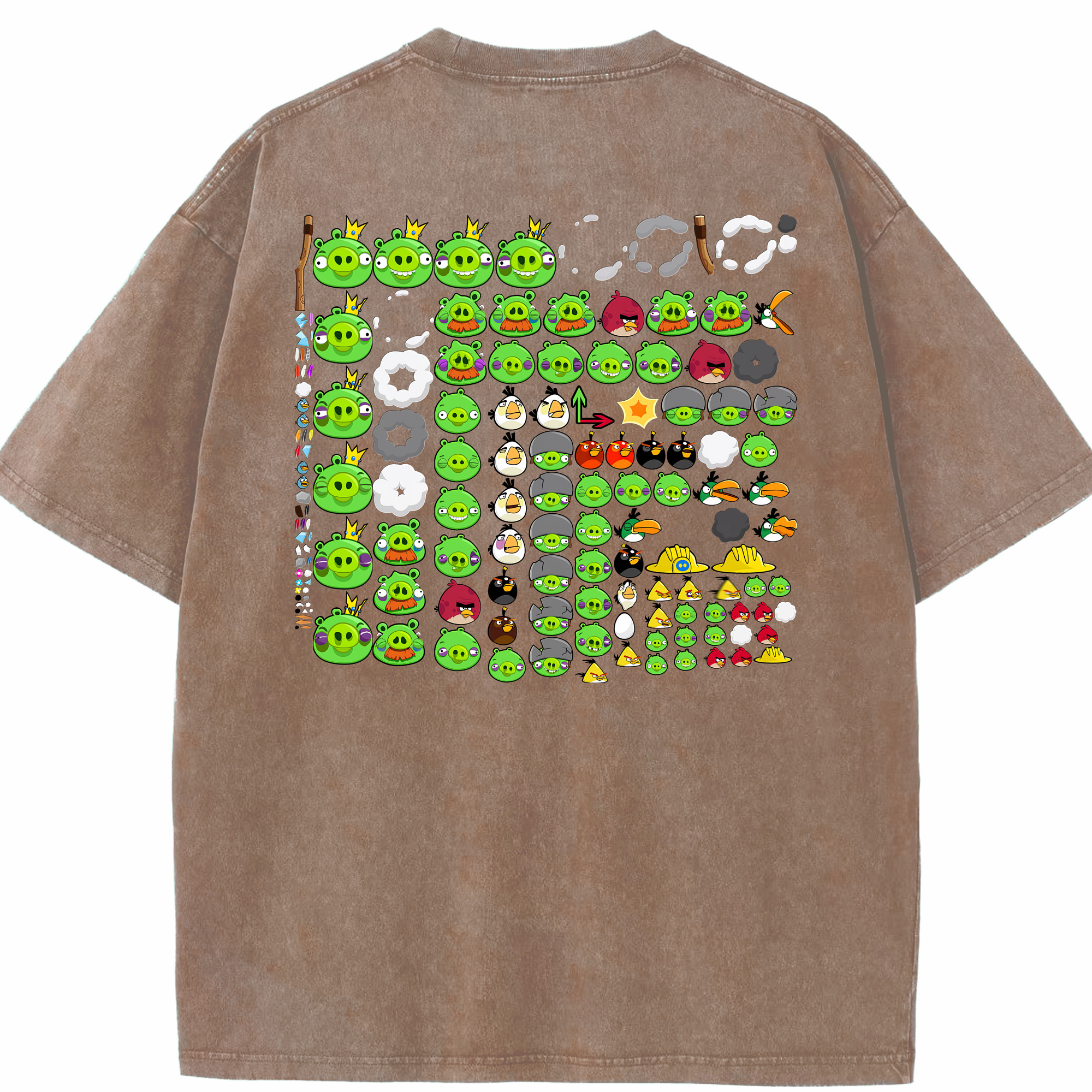 （画像用） Angry Birds アングリーバード 綿100% ヴィンテージ風 半袖Tシャツ（背面プリント）