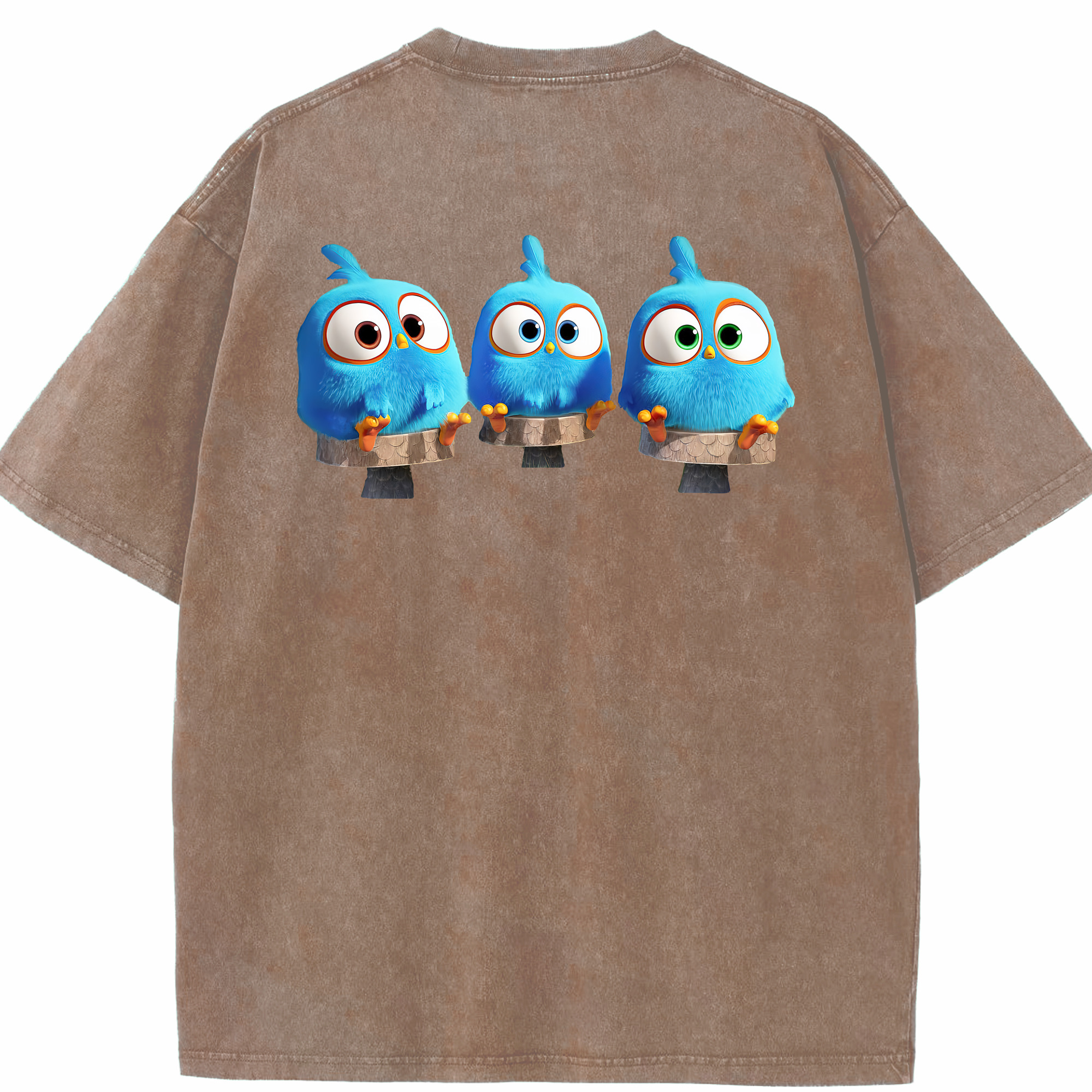 （画像用） Angry Birds アングリーバード 綿100% ヴィンテージ風 半袖Tシャツ（背面プリント）